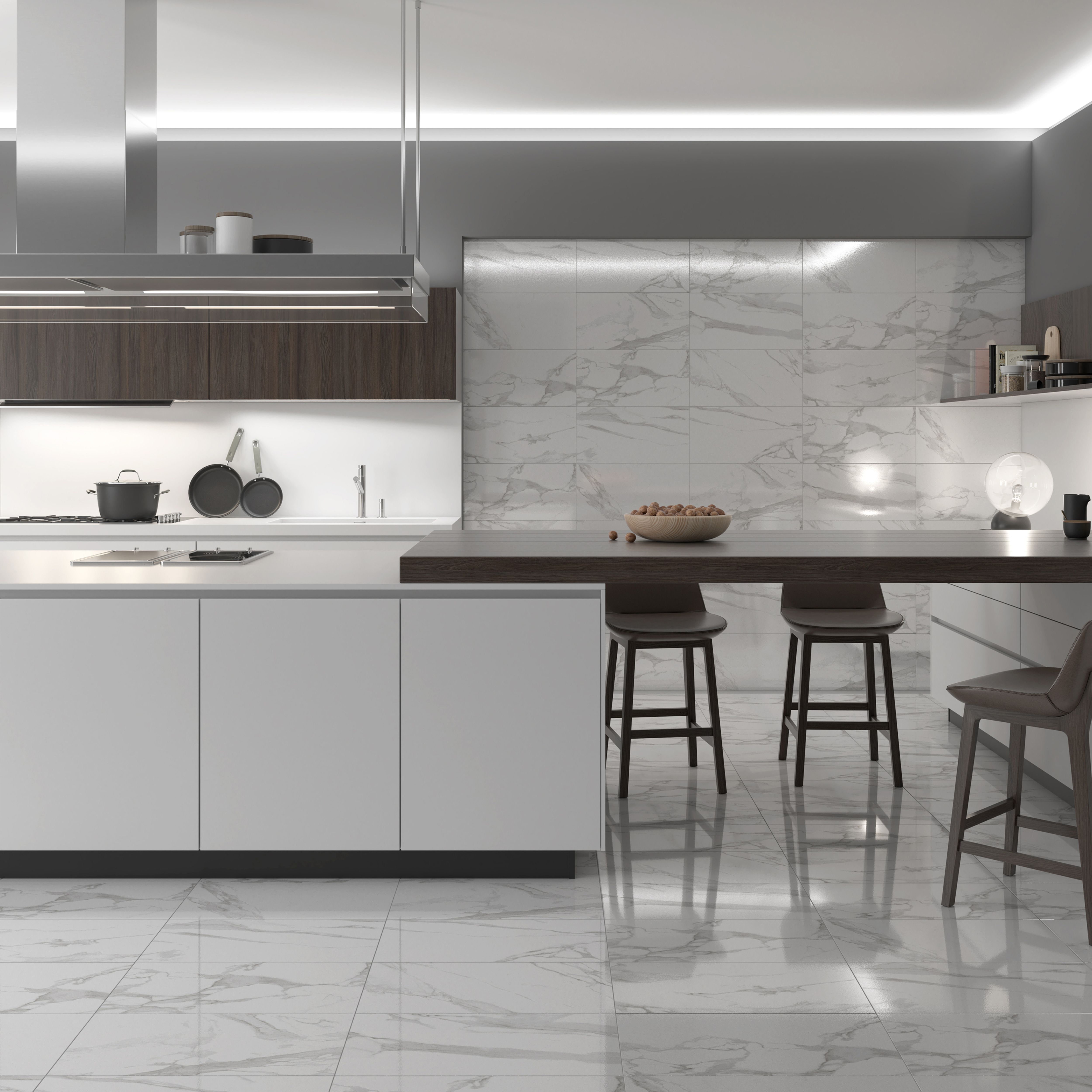 Duratile Designs Calacatta Ice White Gloss Marble effect Textured