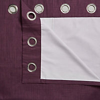 Durene Purple Plain Blackout Eyelet Curtains (W)228cm (L)228cm, Pair
