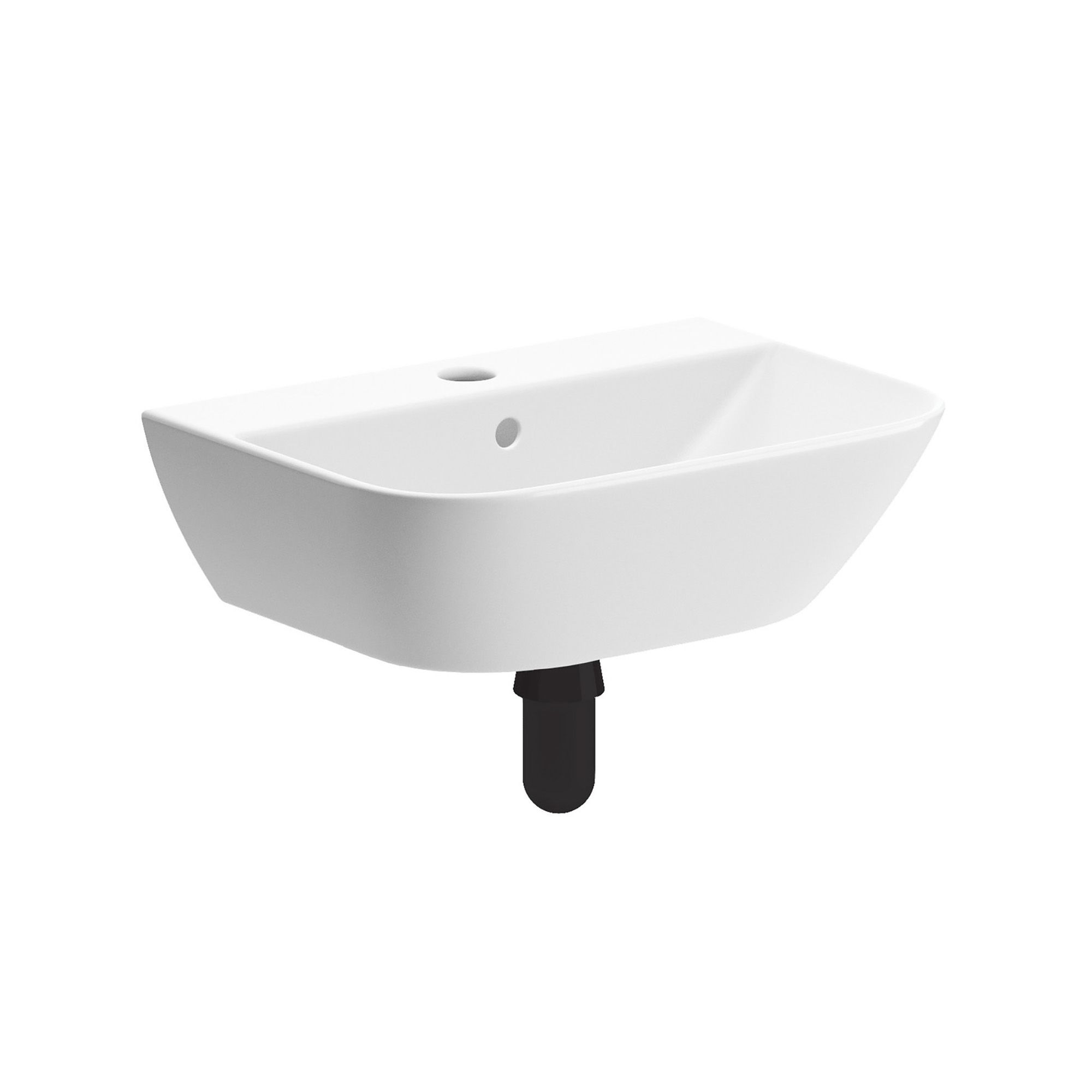 Durleigh Gloss White Rectangular Wall-mounted Cloakroom Basin with Matt ...