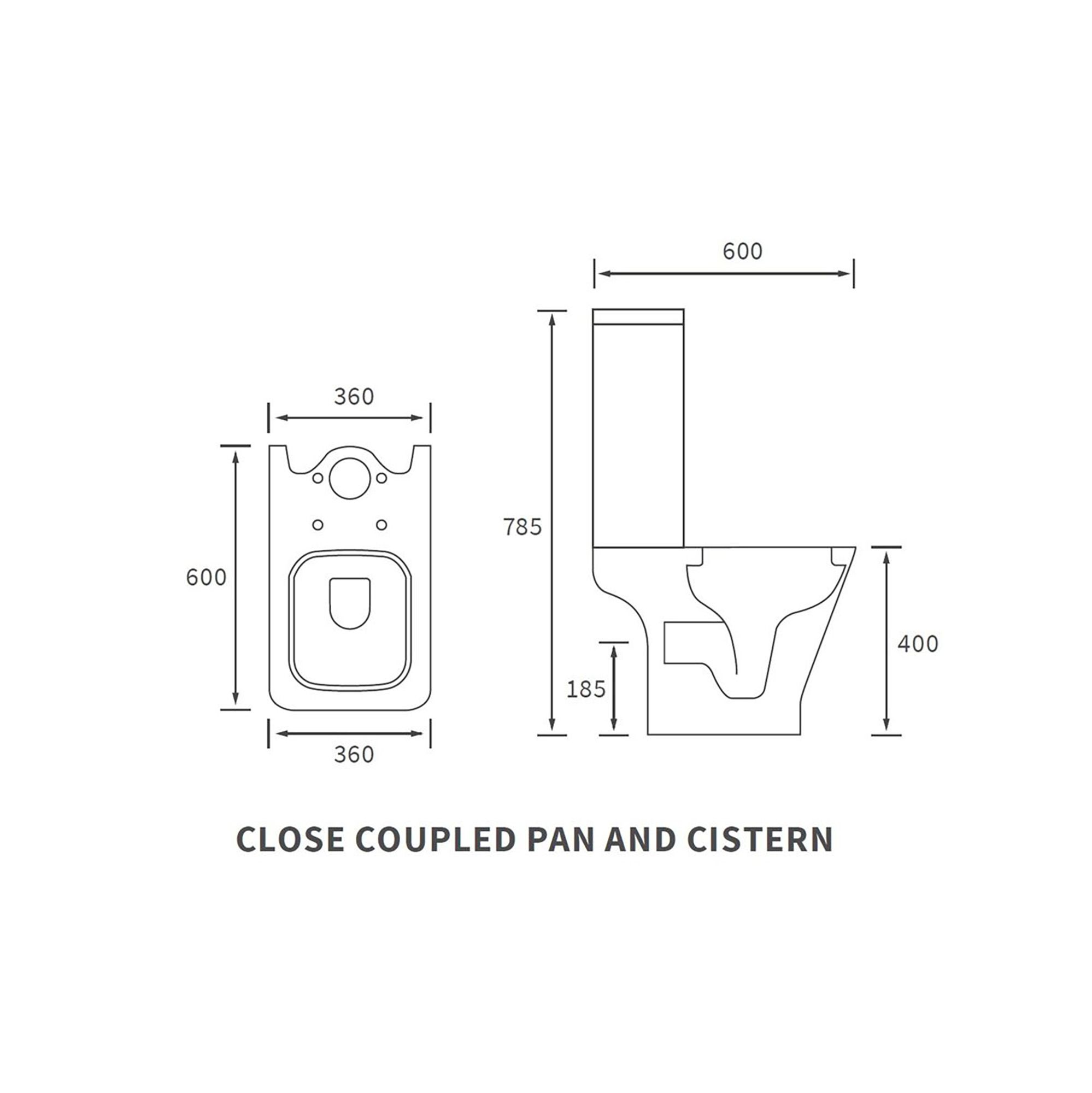 Durleigh White Slim Open back Toilet set with Soft close seat & Close coupled cistern