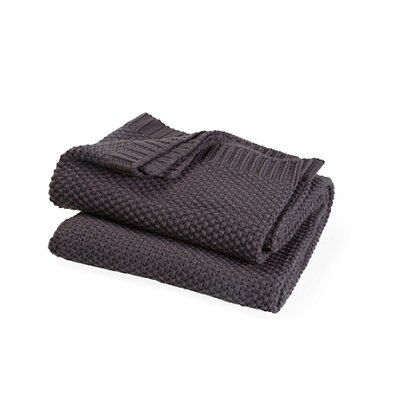 Durran Dark grey Plain Knitted Throw DIY at B Q