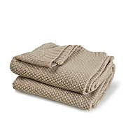 Durran Taupe Chunky knit Knitted Throw