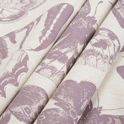 Dustine Cream & purple Butterfly Lined Pencil pleat Curtains (W)117cm (L)137cm, Pair
