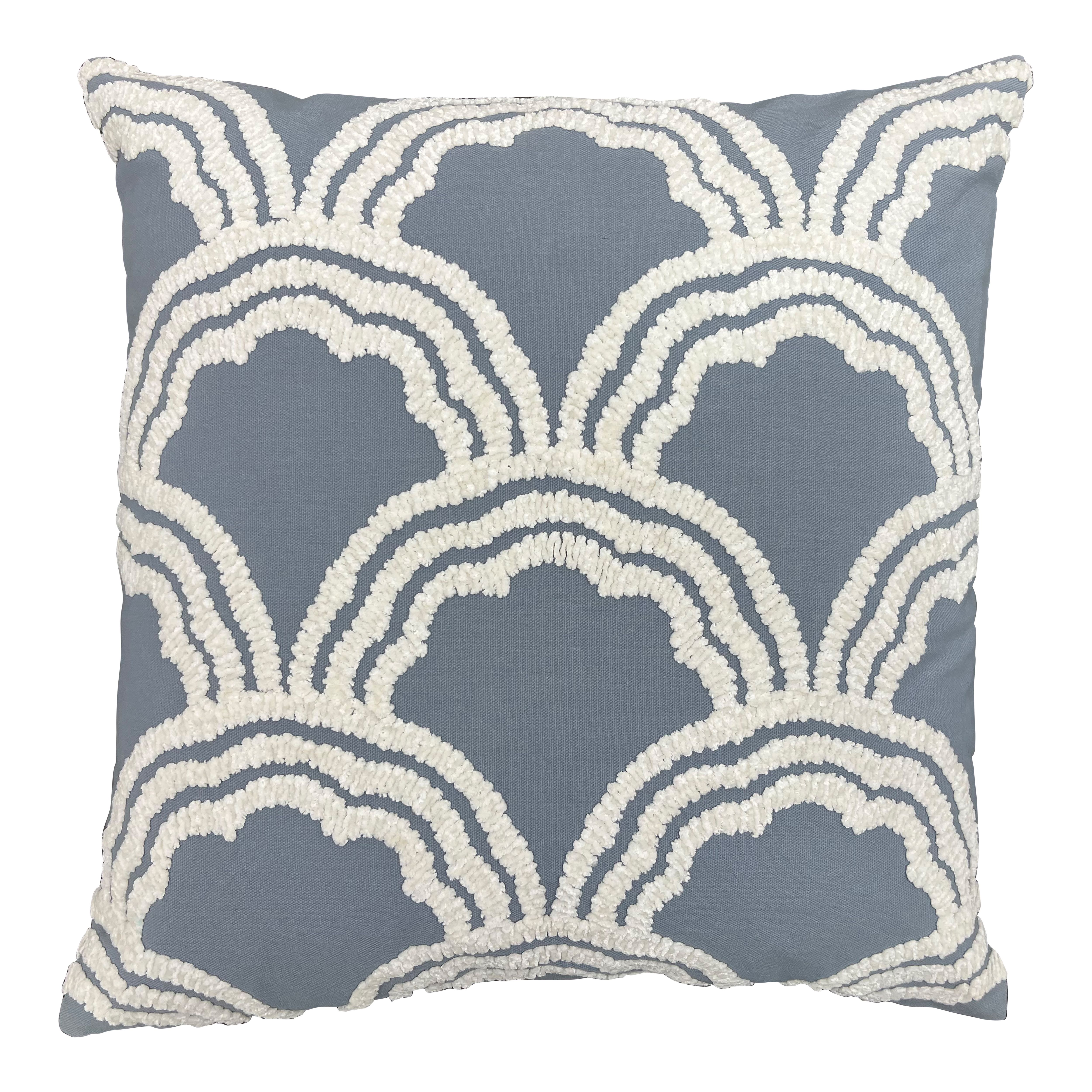 Dusty Blue Embroidered Indoor Cushion (L)45cm x (W)45cm