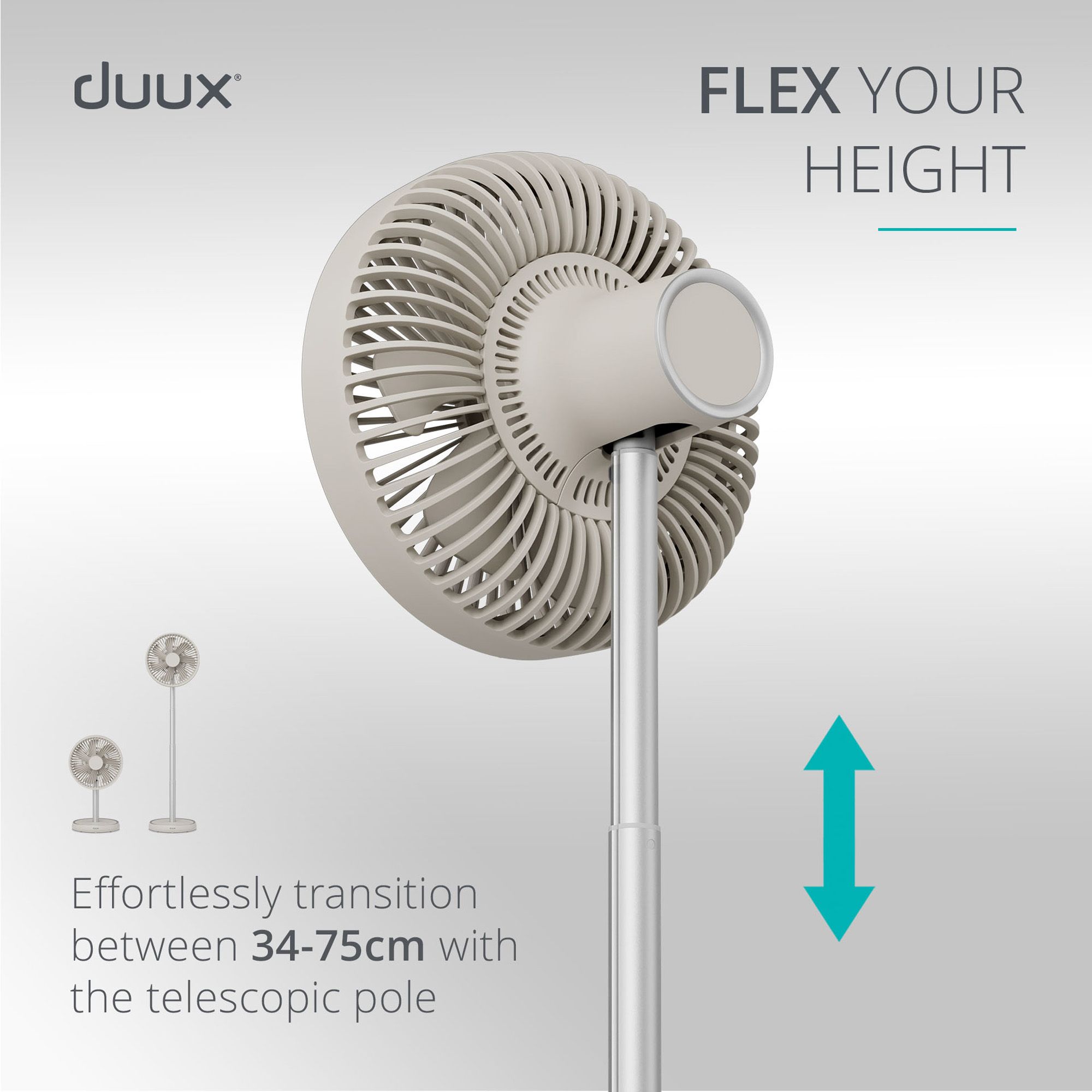Duux Stone 8" 4-speed constant Table fan With adjustable height