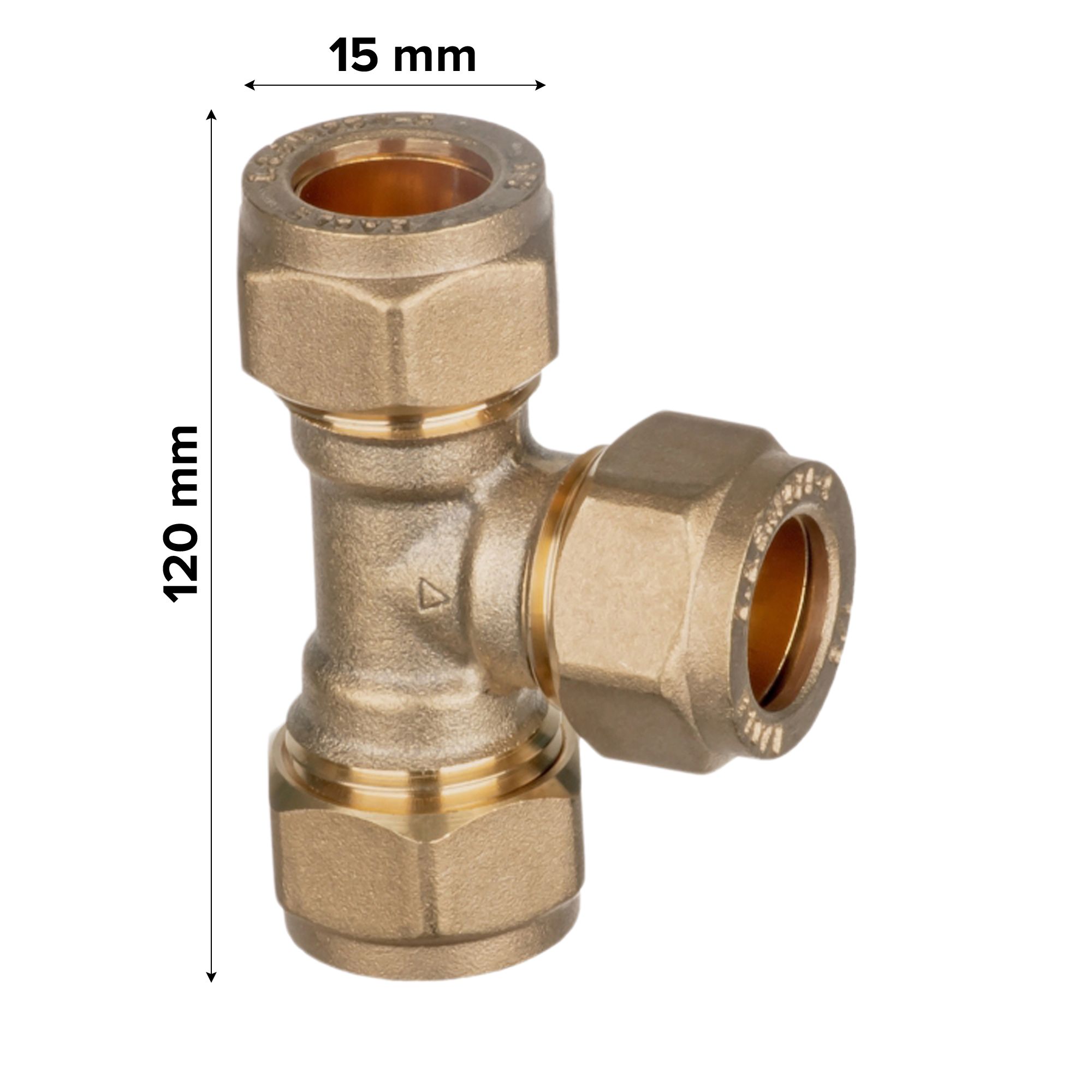 Easi Plumb Brass Compression Equal Tee (Dia) 15mm x 15mm x 15mm