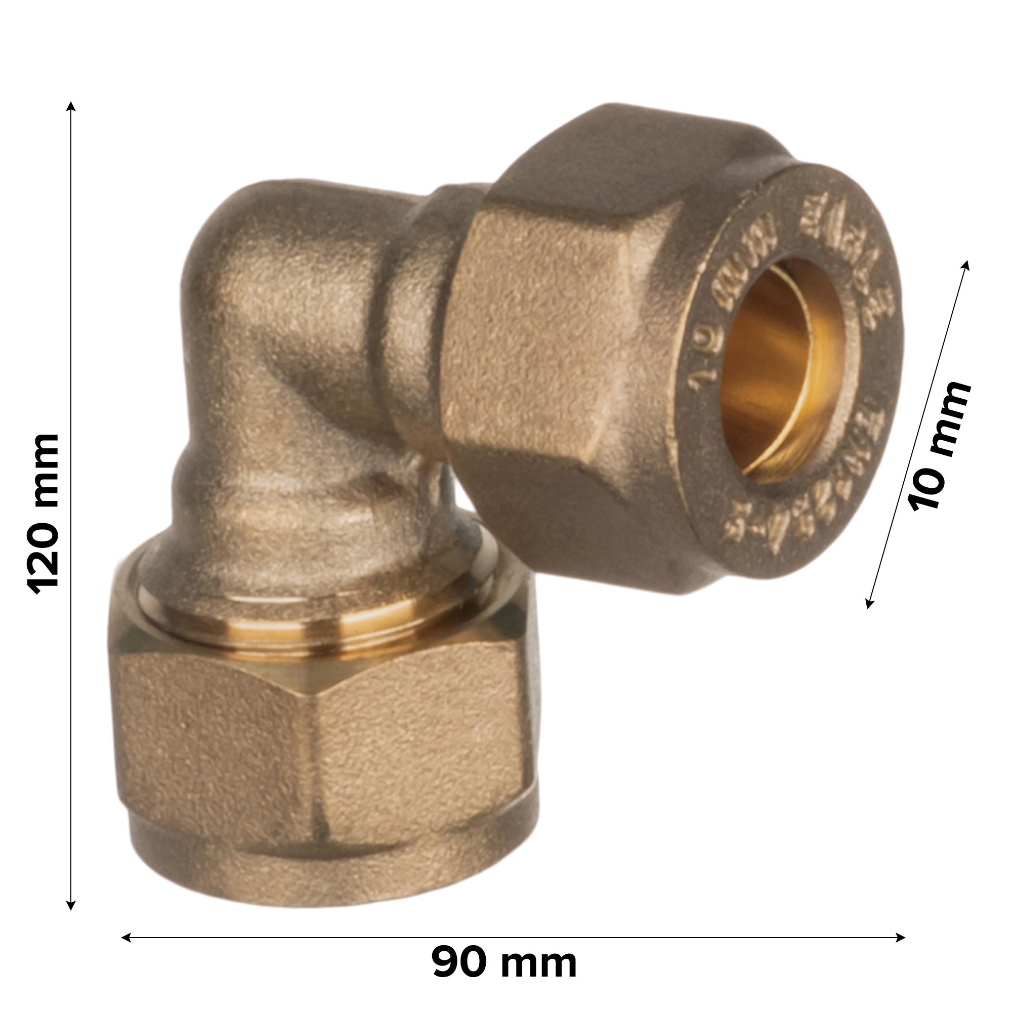 Easi Plumb Brass Compression Fittings Compression 90° Equal Knuckle Pipe elbow (Dia)10mm