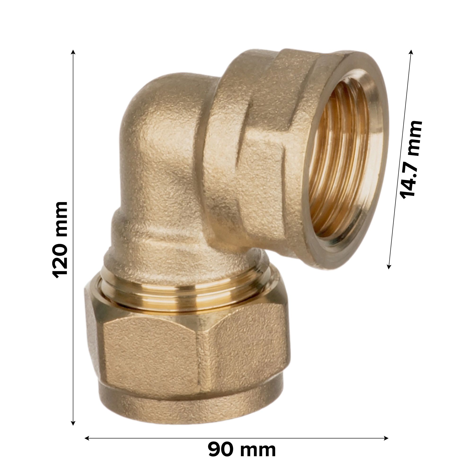 Easi Plumb Brass Compression Fittings Compression 90° Equal Knuckle Pipe elbow (Dia)12.7mm