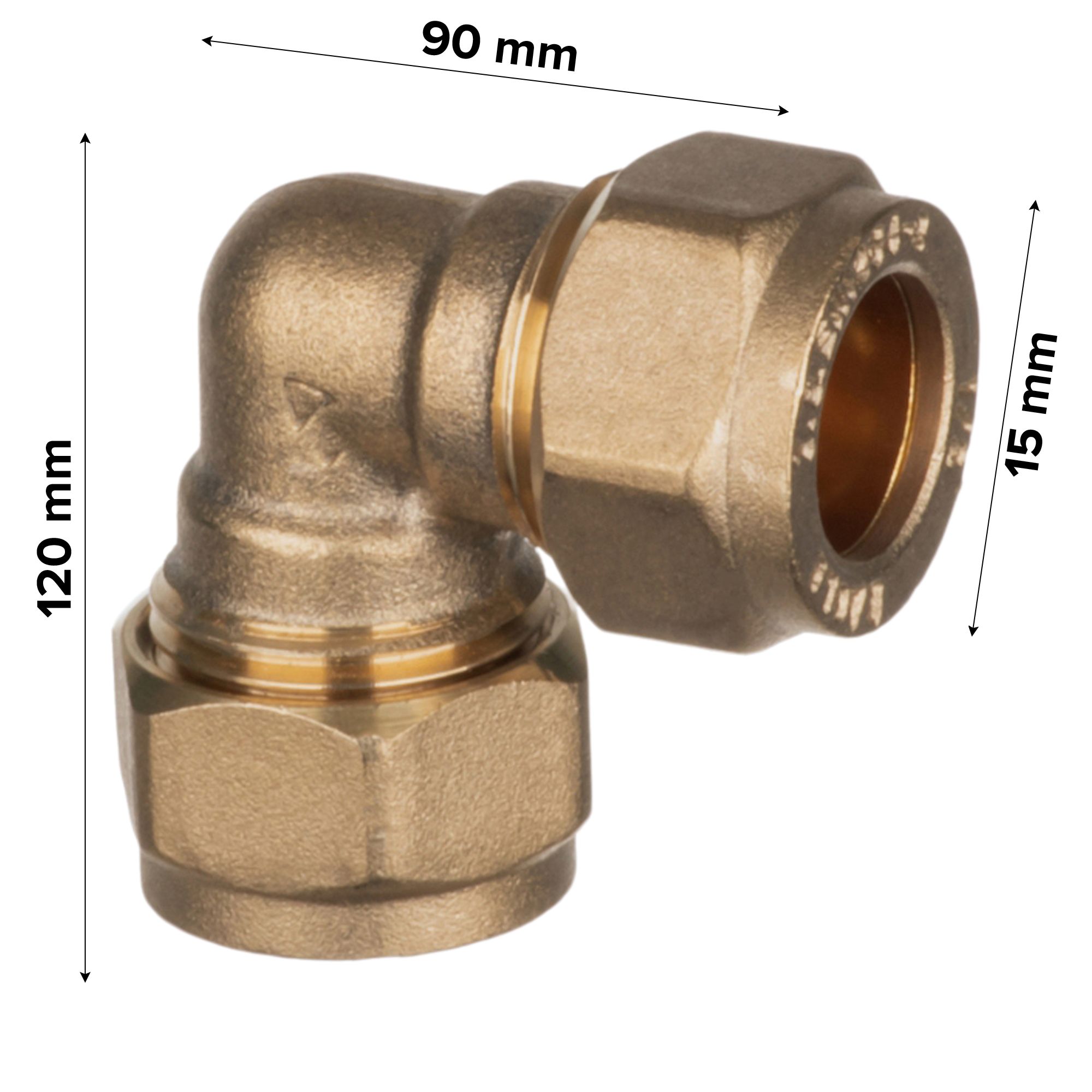 Easi Plumb Brass Compression Fittings Compression 90° Equal Knuckle Pipe elbow (Dia)15mm