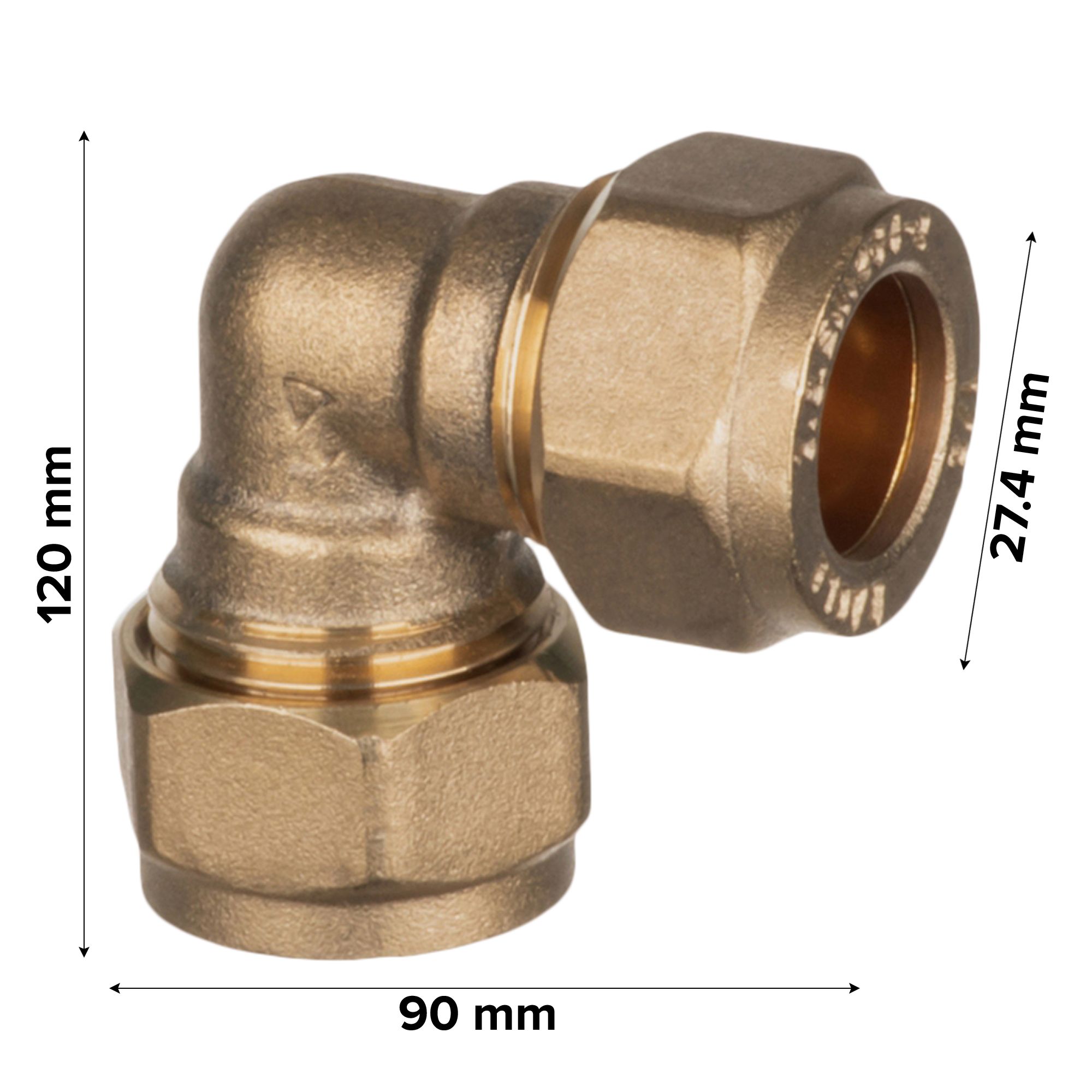 Easi Plumb Brass Compression Fittings Compression 90° Equal Knuckle Pipe elbow (Dia)27.4mm