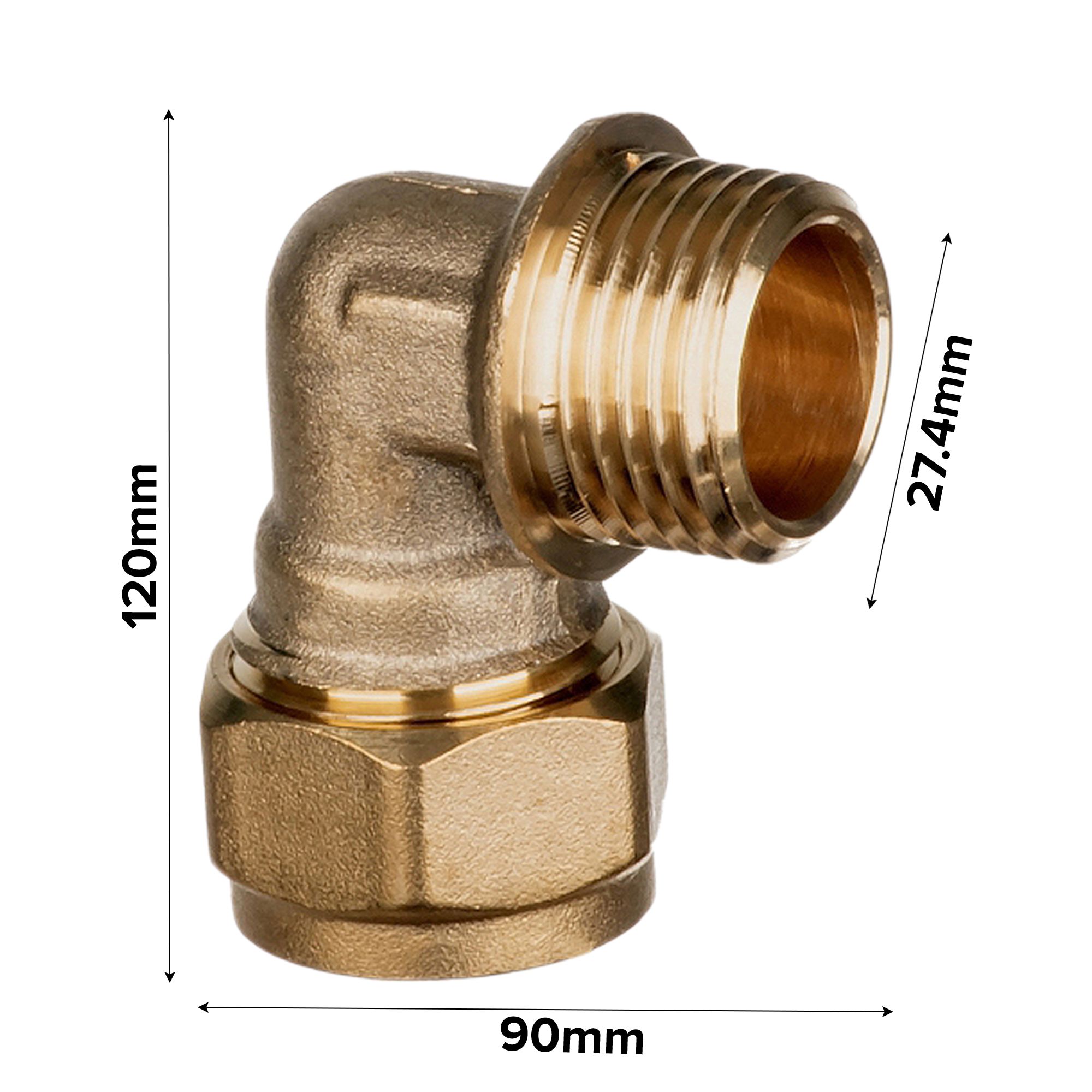Easi Plumb Brass Compression Fittings Compression 90° Equal Knuckle Pipe elbow (Dia)27.4mm