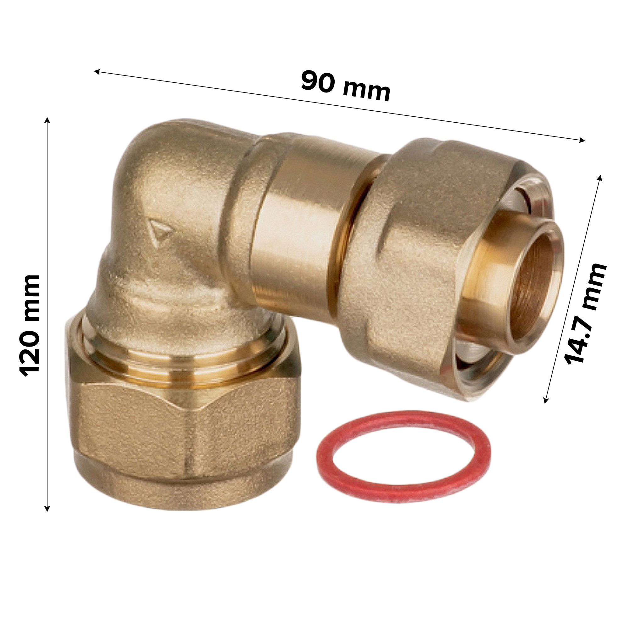 Easi Plumb Brass Compression Fittings Compression 90° Equal Swivel Pipe elbow (Dia)12.7mm