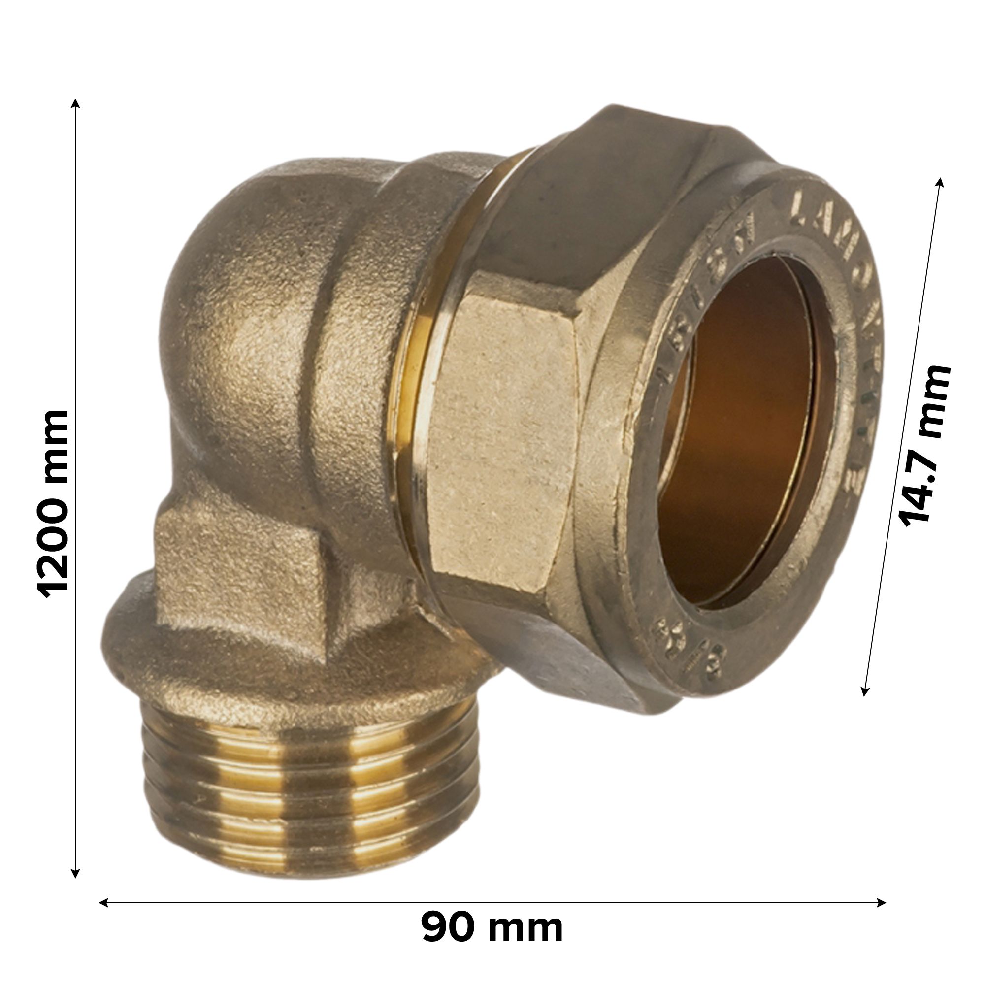 Easi Plumb Brass Compression Fittings Compression 90° Reducing Knuckle Pipe elbow (Dia)14.7mm