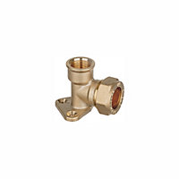 Easi Plumb Brass Compression Fittings Compression 90° Reducing Wallplate Pipe elbow (Dia)14.7mm (Dia)21mm 14.7mm