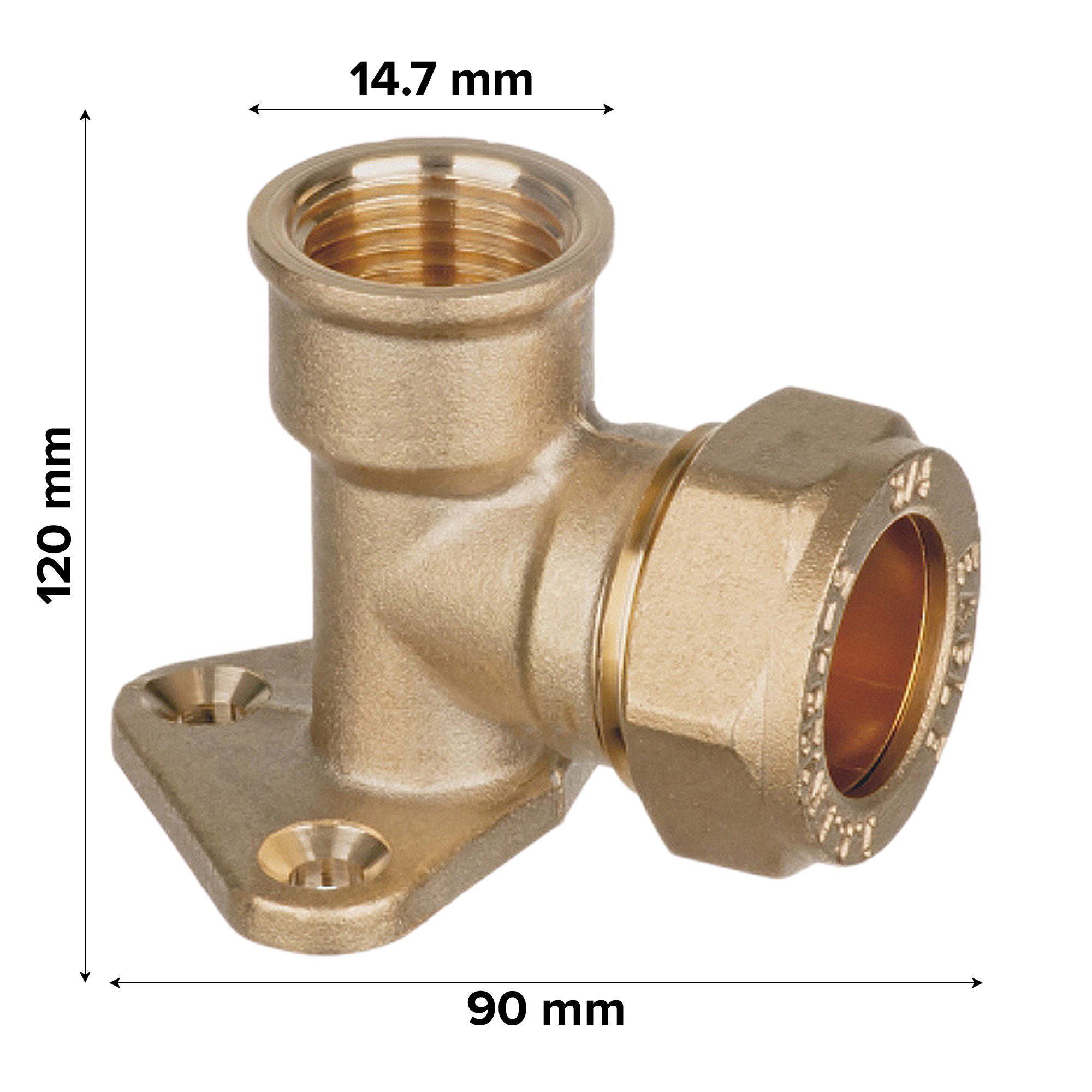 Easi Plumb Brass Compression Fittings Compression 90° Reducing Wallplate Pipe elbow (Dia)14.7mm
