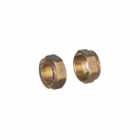 Easi Plumb Brass Compression Nut (Dia)15mm, Pack of 2