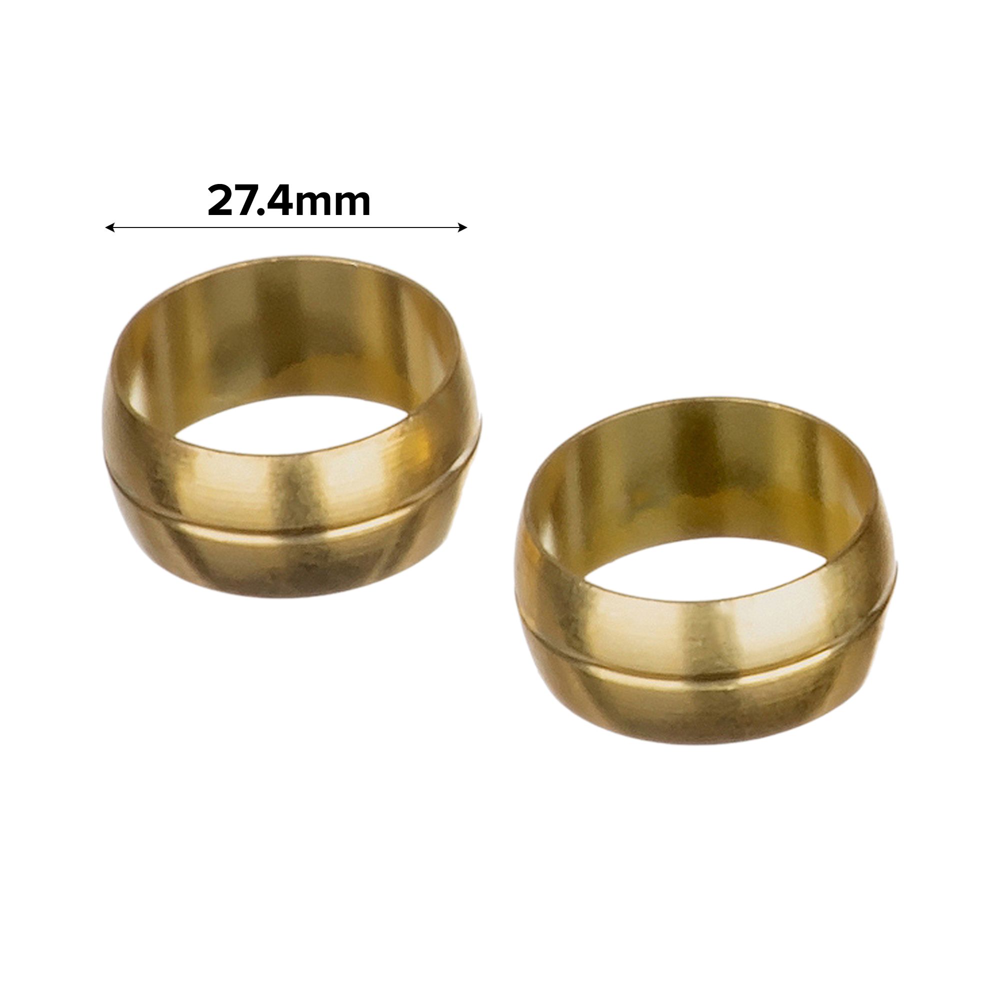 Easi Plumb Brass Compression Olive (Dia)27.4mm, Pack of 2