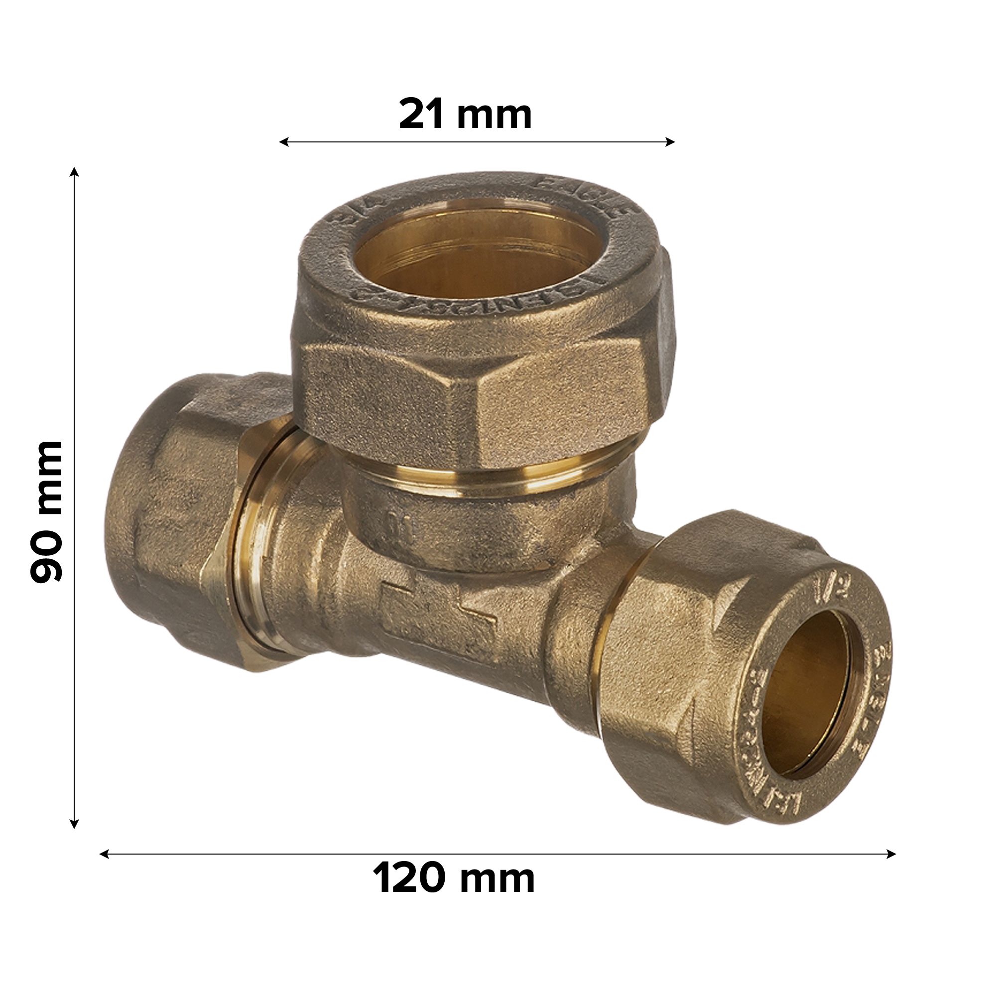 Easi Plumb Brass Compression Reducing Tee (Dia) 14.7mm x 14.7mm x 21mm