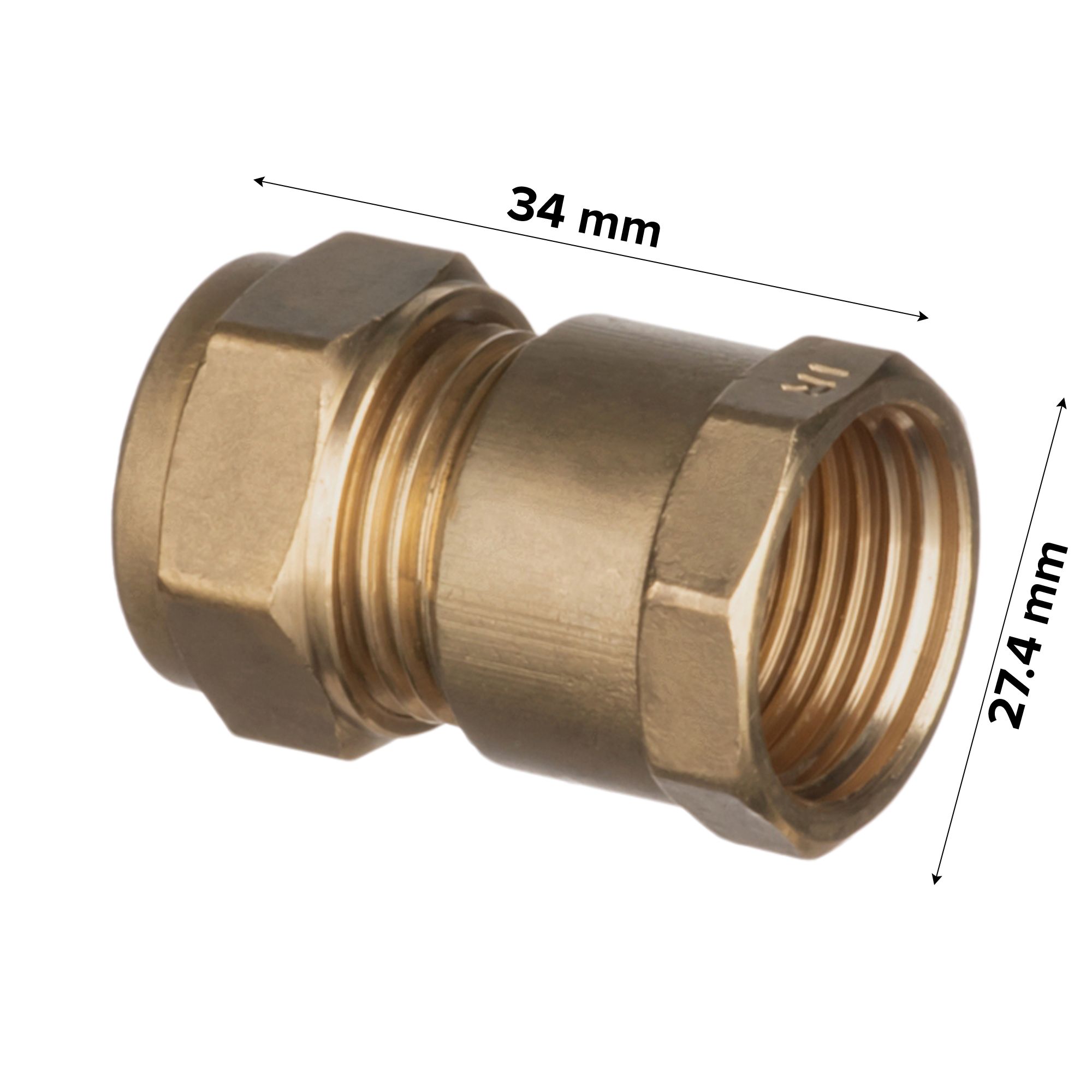 Easi Plumb Brass Fittings Bronze Female Straight Equal Coupler (Dia)27.4mm (L)34mm 1"