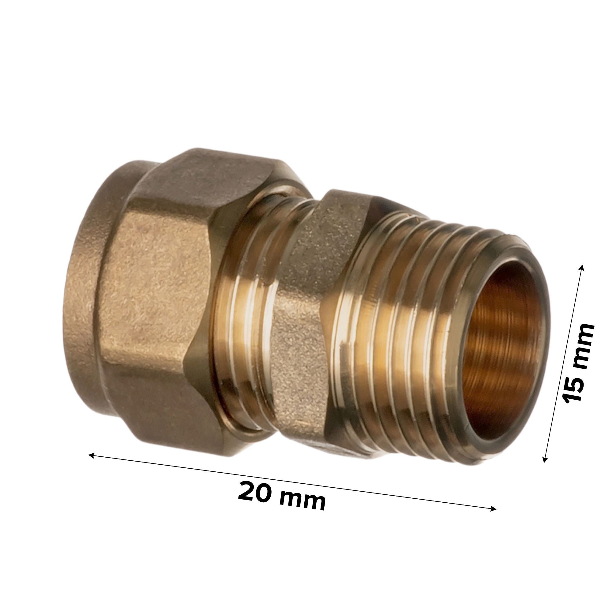 Easi Plumb Brass Fittings Bronze Male Straight Reducing Coupler (Dia)15mm (L)20mm ½"
