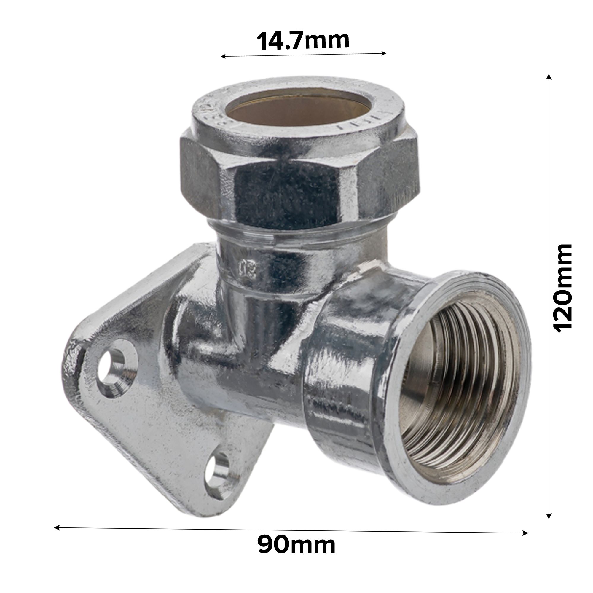 Easi Plumb Brass Fittings Compression Female Straight Brass Coupler Silver chrome effect ½" (D)14.7mm