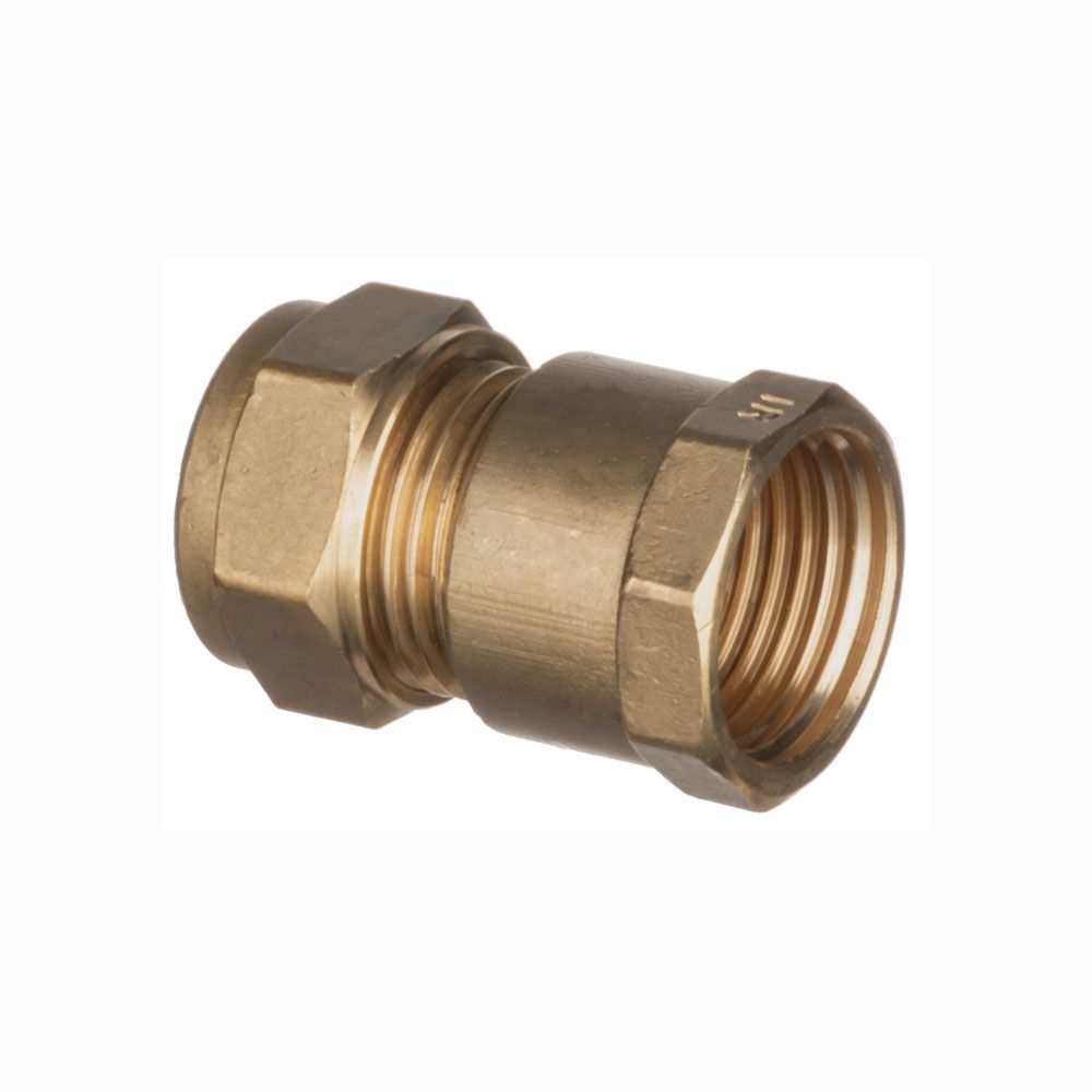 Easi Plumb Brass Fittings Compression Female Straight Brass Coupler Yellow ¾" (D)22mm