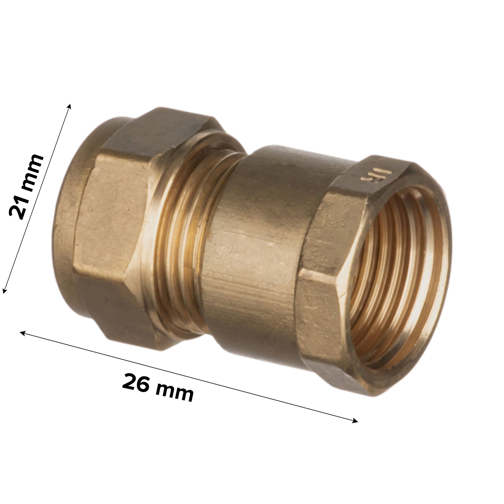 Easi Plumb Brass Fittings Compression Female Straight Brass Coupler Yellow x ¾" (D)19.05mm