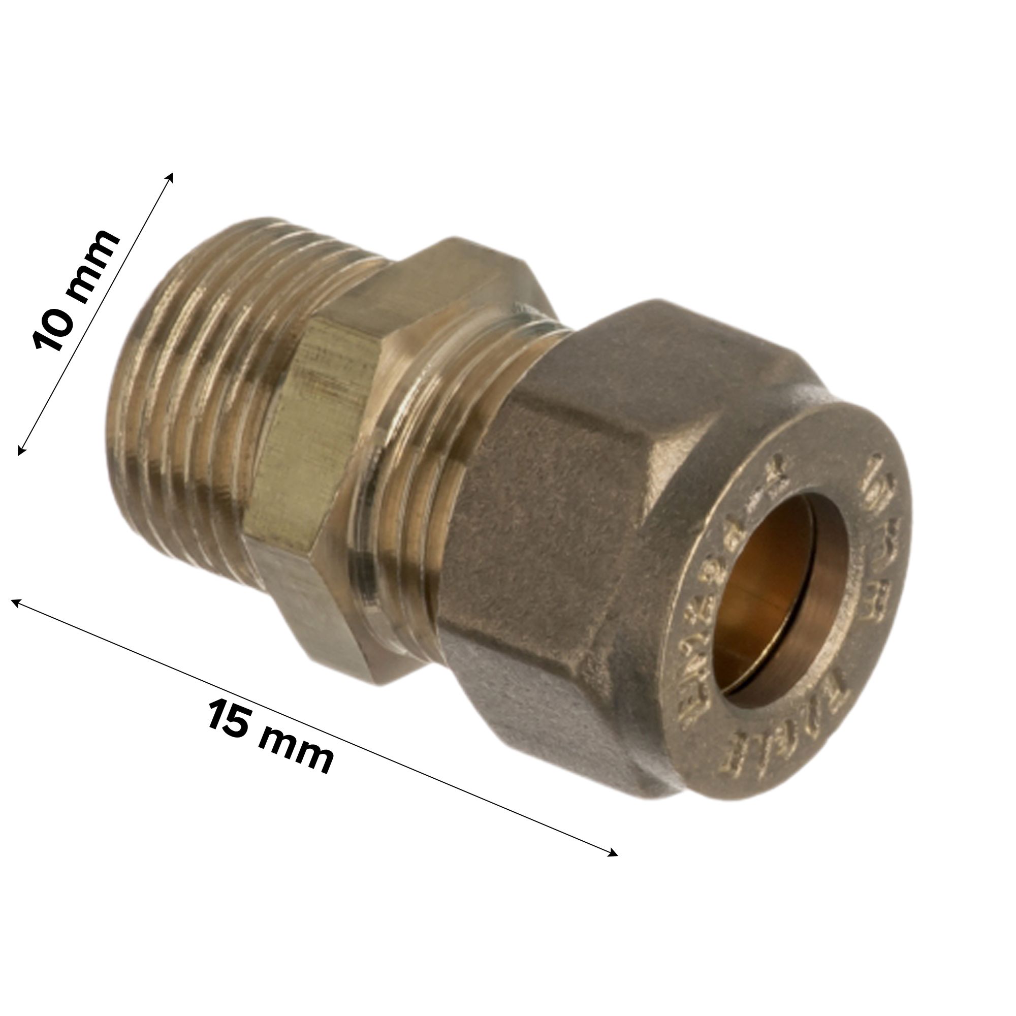 Easi Plumb Brass Fittings Compression Male Straight Brass Coupler Yellow ⅜" (D)10mm