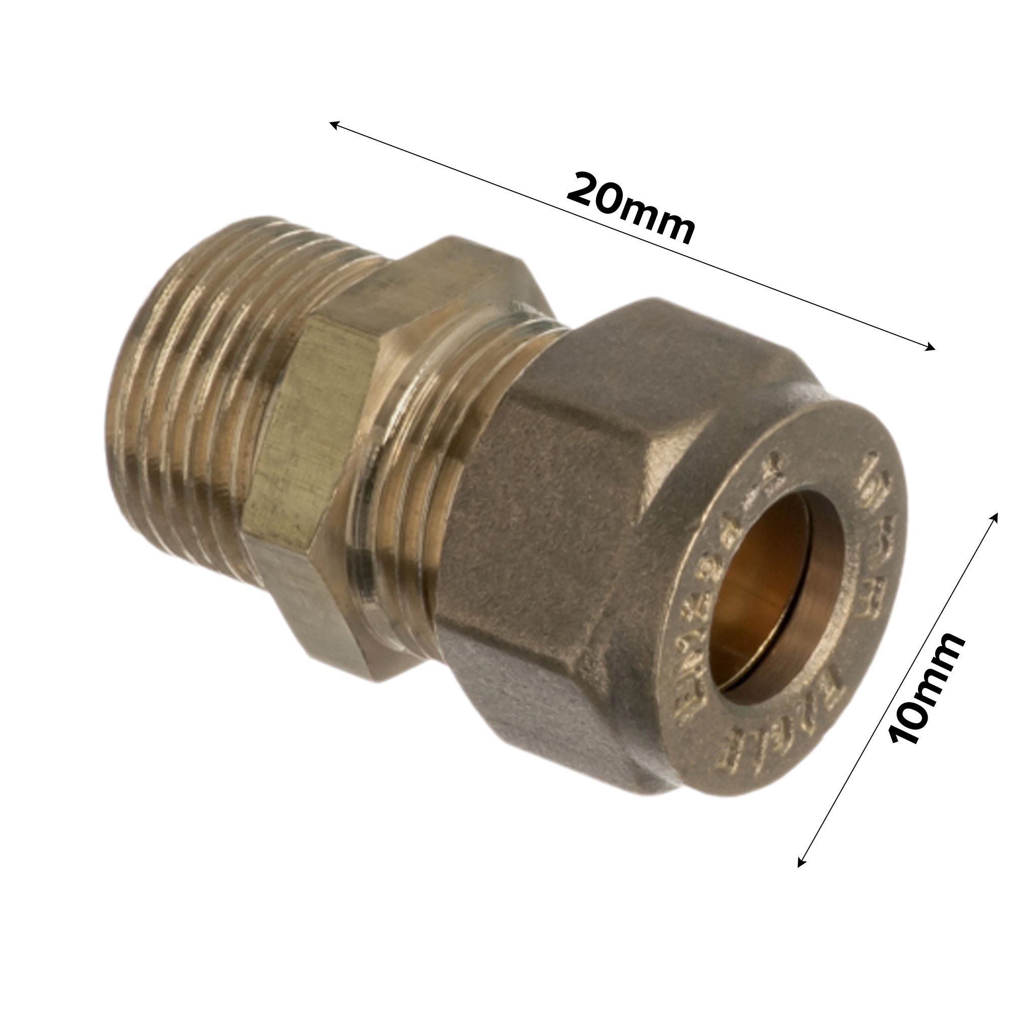 Easi Plumb Brass Fittings Compression Male Straight Brass Coupler Yellow ½" (D)10mm