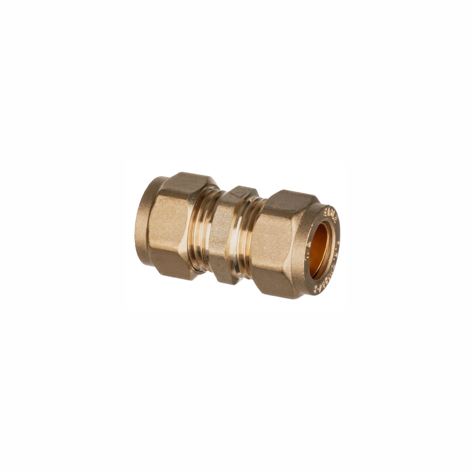Easi Plumb Brass Fittings Compression Straight Brass Coupler Yellow 14.7mm x, (D)12.7mm