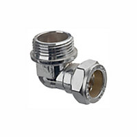 Easi Plumb Brass Fittings Male Compression Angled Equal Coupler (Dia)27.4mm x 1"
