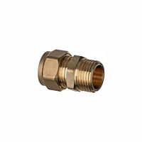 Easi Plumb Brass Fittings Male Compression Straight Equal Coupler (Dia)27.4mm x 1"