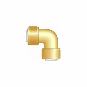 Easi Plumb Brass Push Fit Fittings Push-fit 90° Equal Knuckle Pipe elbow (Dia)14.7mm 14.7mm