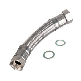 Easi Plumb Chrome Brass, rubber & stainless steel Flexible Hose EPFC6112, (L)0.5m (Thread)½" (Dia)½"