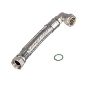 Easi Plumb Compression Chrome Flexible Hose EPFC5634C, (L)0.4m 19mm x (Dia)¾"
