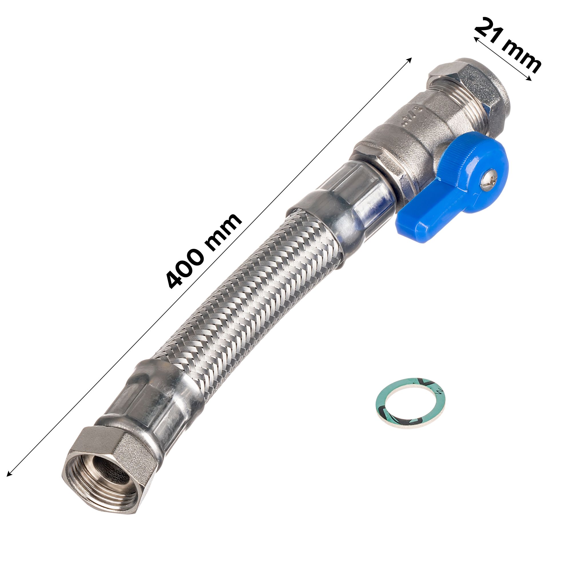 Easi Plumb Compression Chrome Flexible Hose EPFC5934C, (L)0.4m 19mm x (Dia)¾"