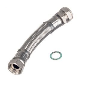 Easi Plumb Compression Chrome Flexible Hose EPFC734, (L)0.5m 19mm x (Dia)¾"