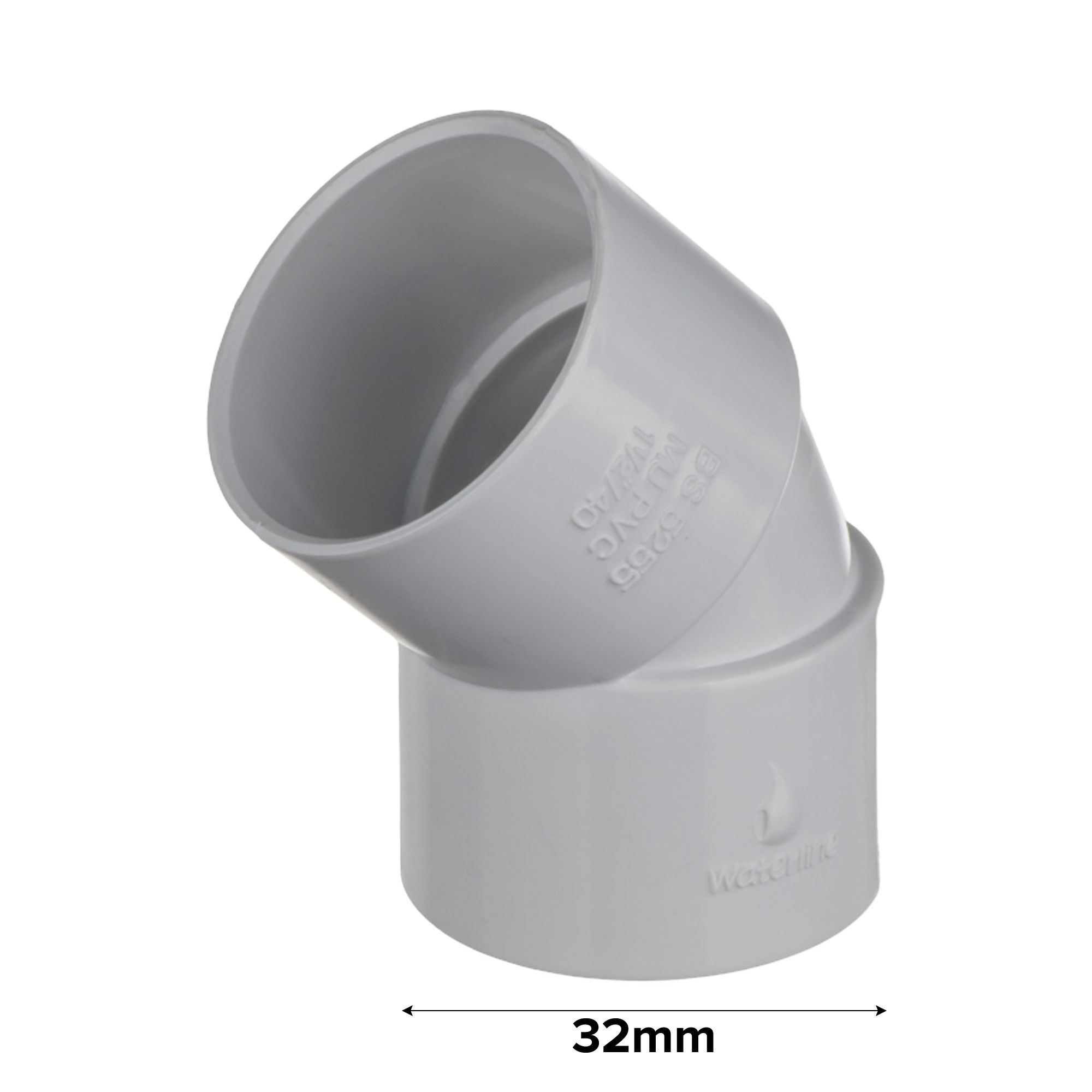 Easi Plumb EP32BW1 White Solvent weld 45° Non-adjustable Waste pipe Bend (Dia)32mm