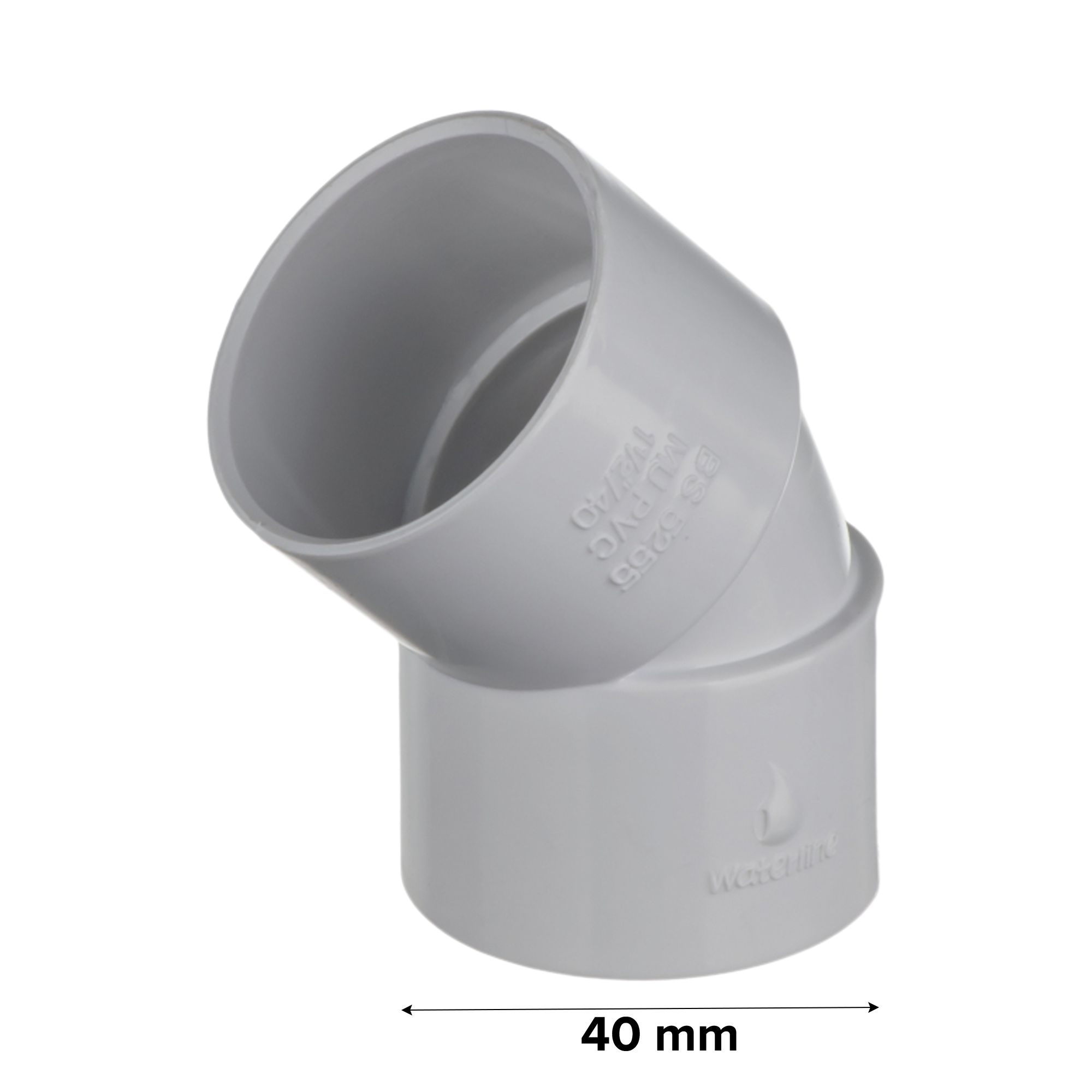 Easi Plumb EP40BW1 White Solvent weld 45° Non-adjustable Waste pipe Bend (Dia)40mm
