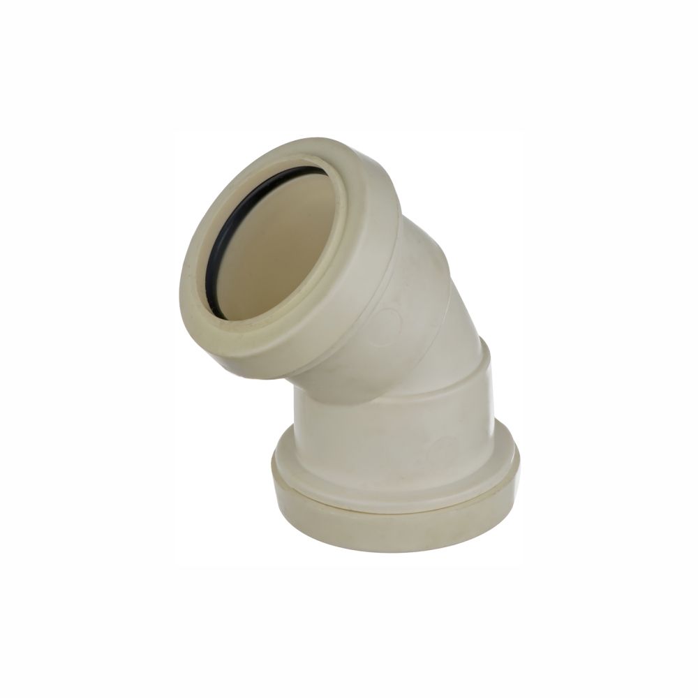 Easi Plumb EPF1124 White Push-fit 45° Non-adjustable Waste pipe Bend (Dia)40mm