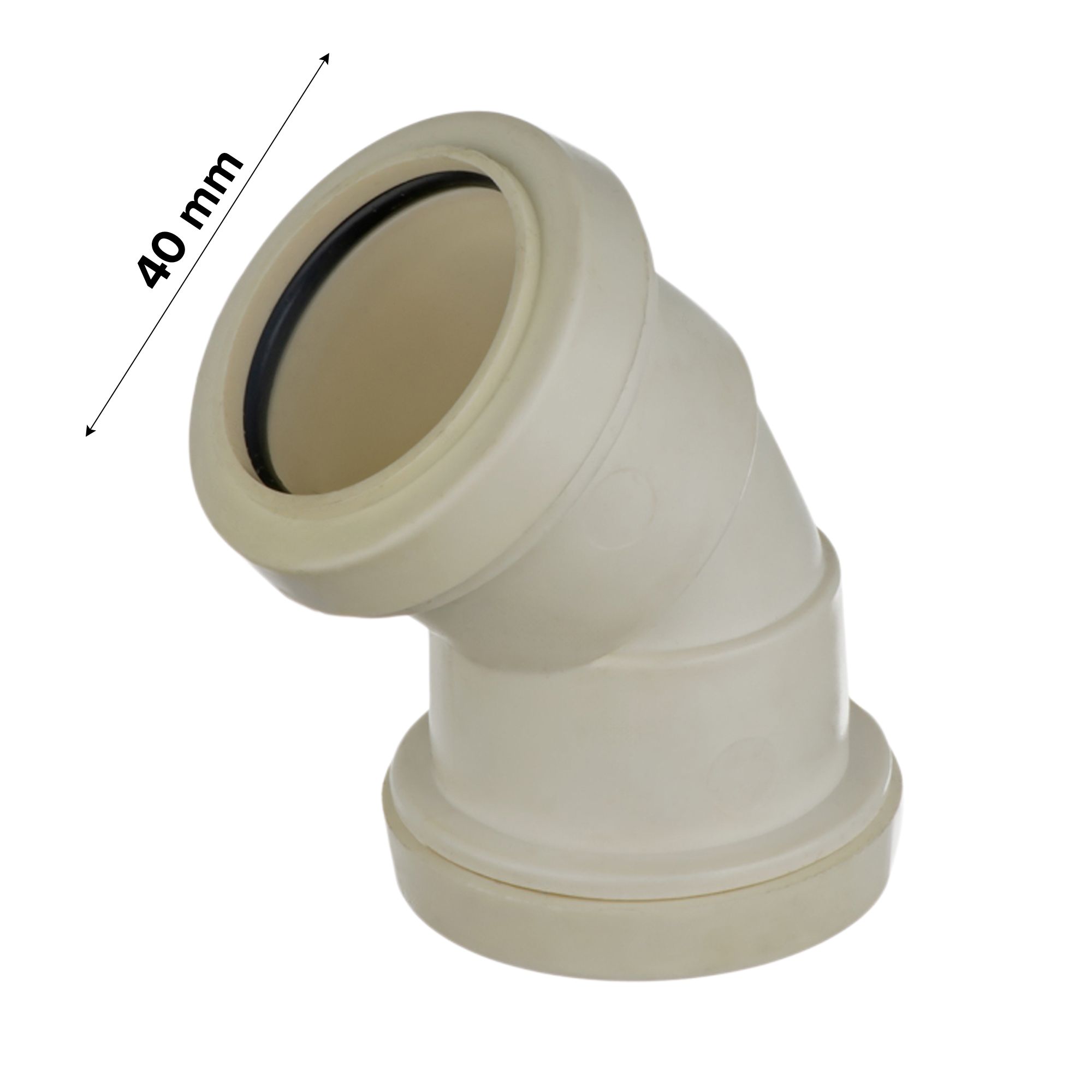 Easi Plumb EPF1124 White Push-fit 45° Non-adjustable Waste pipe Bend (Dia)40mm