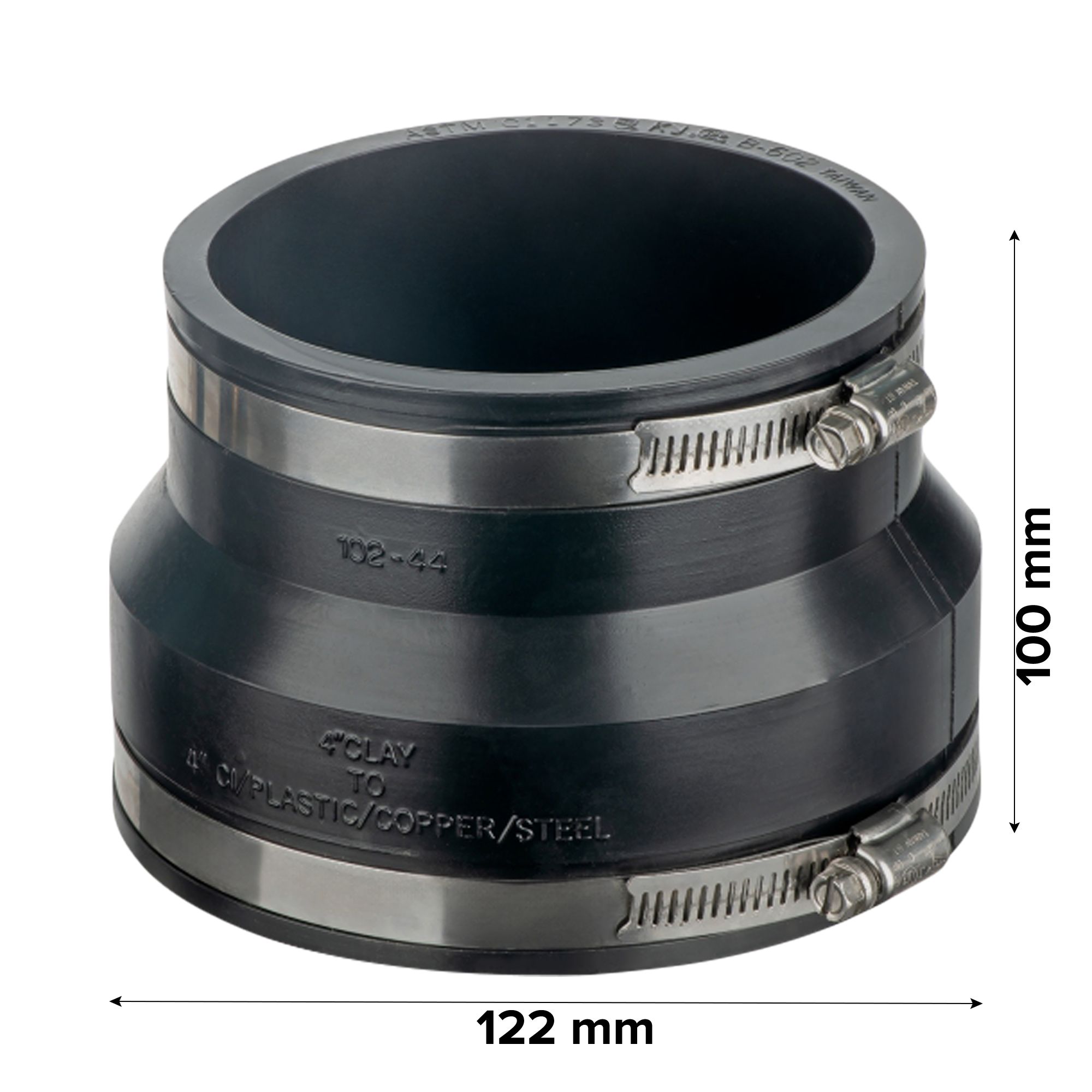 Easi Plumb EPRC42 Black Compression Non-adjustable Round 180° Waste pipe Coupler (Dia)122mm