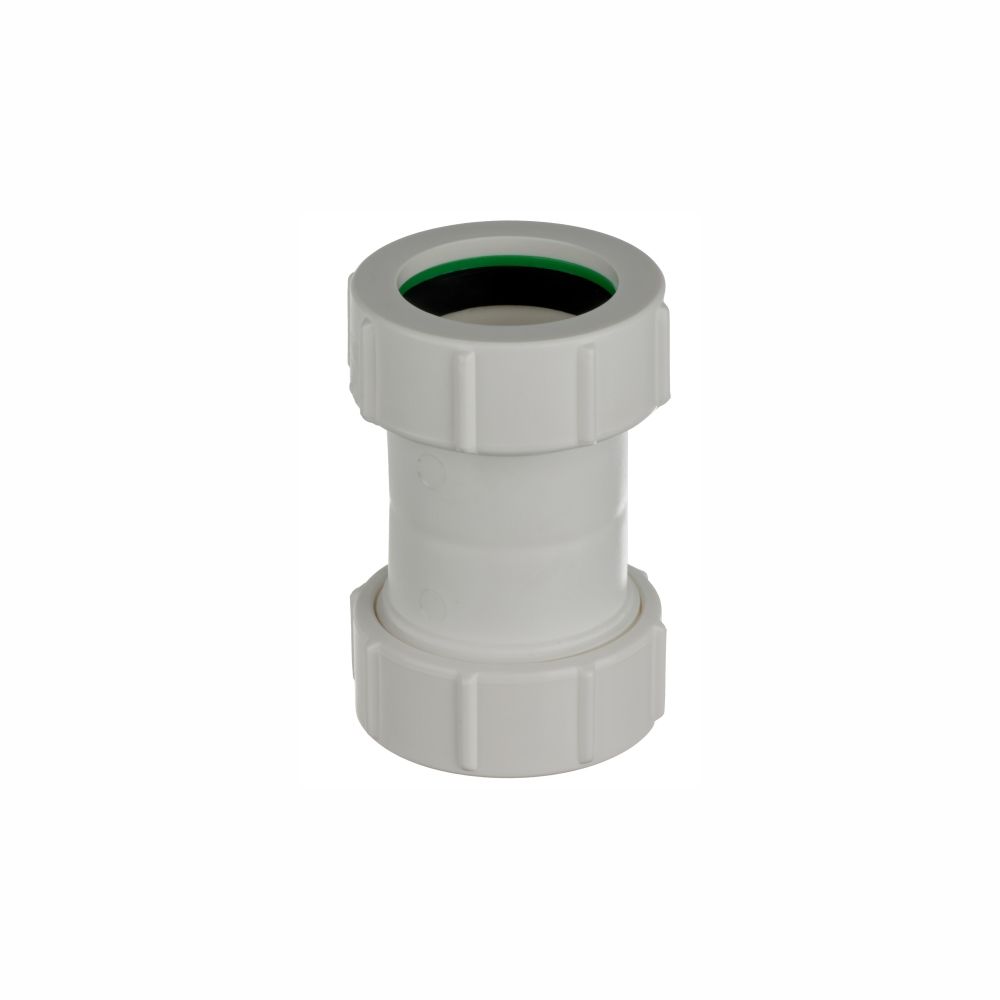 Easi Plumb EPU1141 White Compression Non-adjustable Round 180° Waste pipe Coupler (Dia)32mm