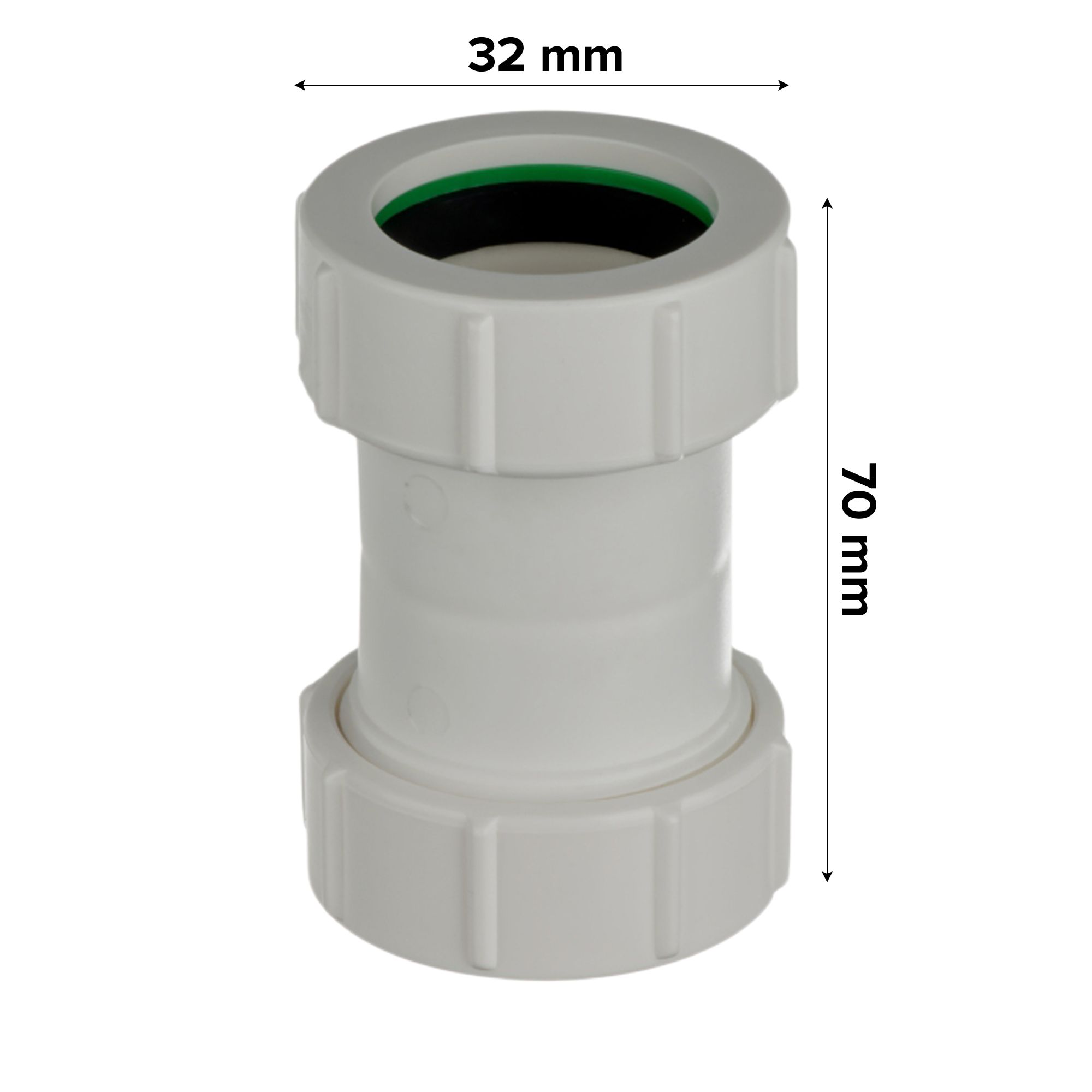 Easi Plumb EPU1141 White Compression Non-adjustable Round 180° Waste pipe Coupler (Dia)32mm