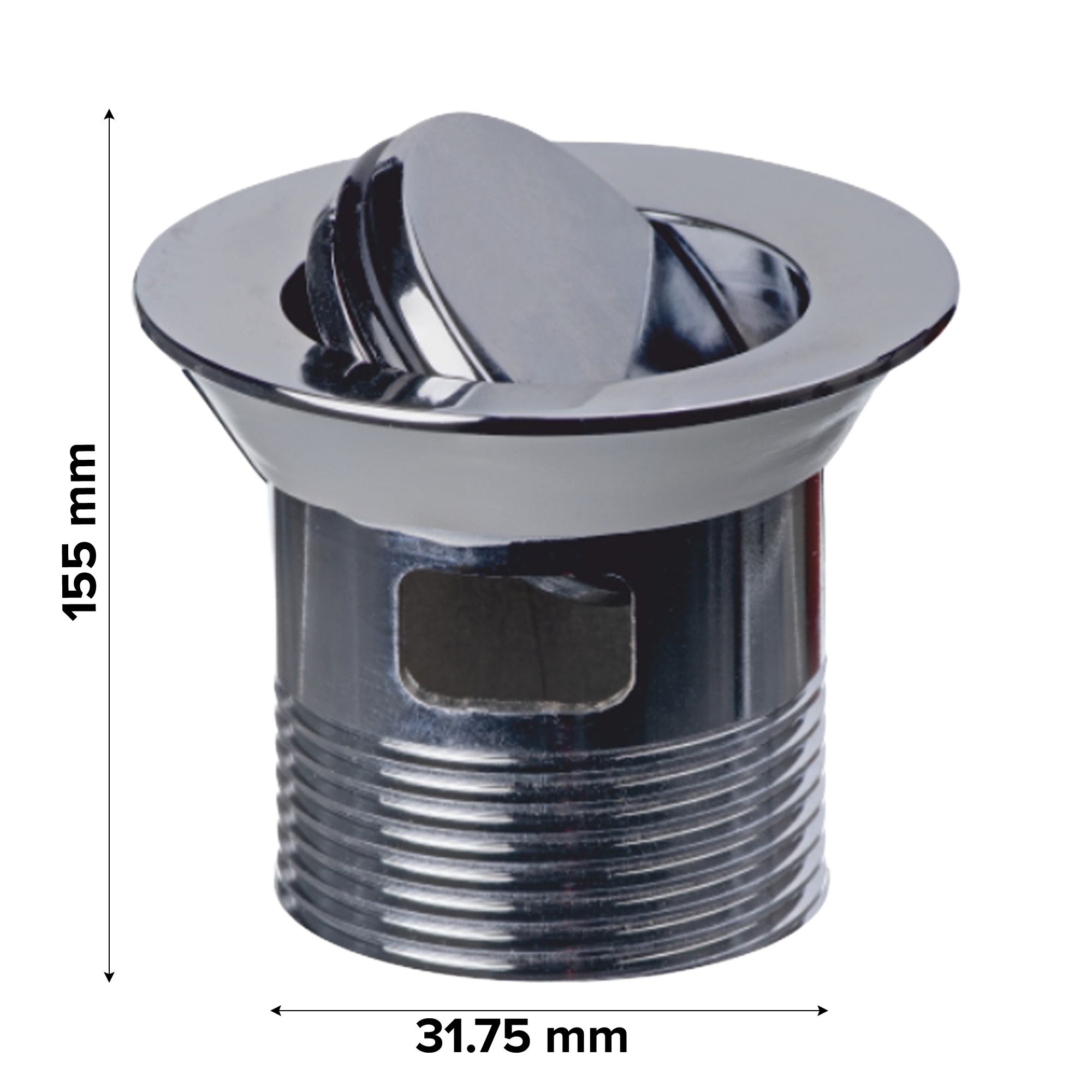 Easi Plumb Plumbing Parts & Accessories Chrome Brass 155mm Swivel Slotted Waste & plug (Dia)31.75mm