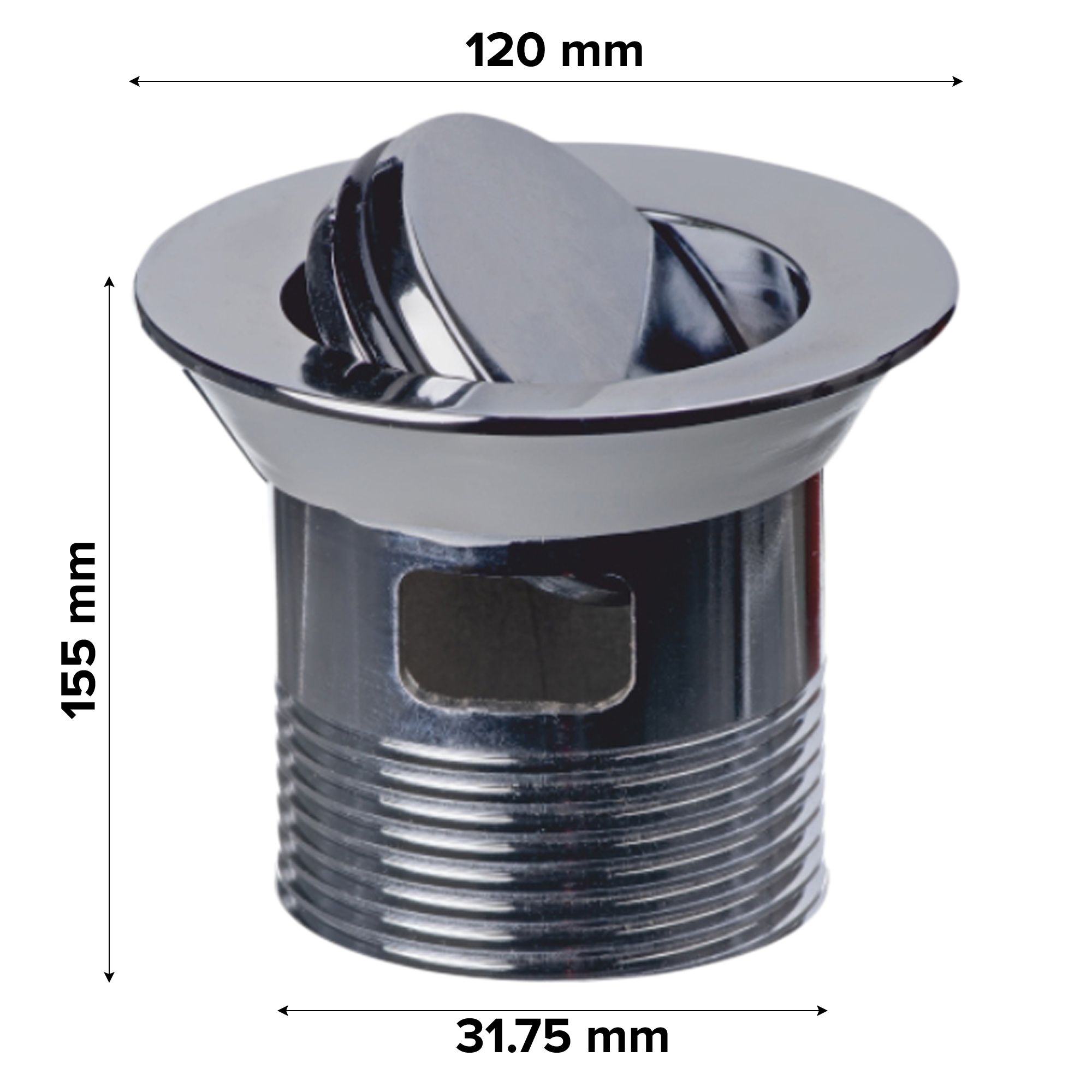 Easi Plumb Plumbing Parts & Accessories Chrome Brass 155mm Swivel Unslotted Waste & plug (Dia)31.75mm