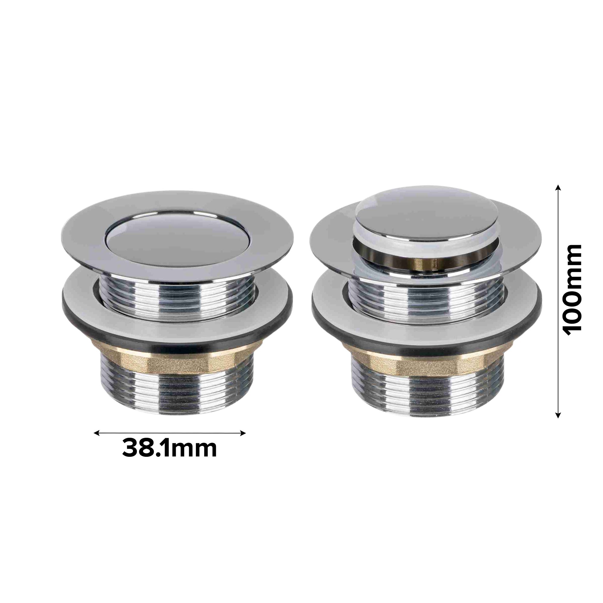 Easi Plumb Plumbing Parts & Accessories Chrome effect Brass 100mm Click clack Unslotted Waste (Dia)38.1mm