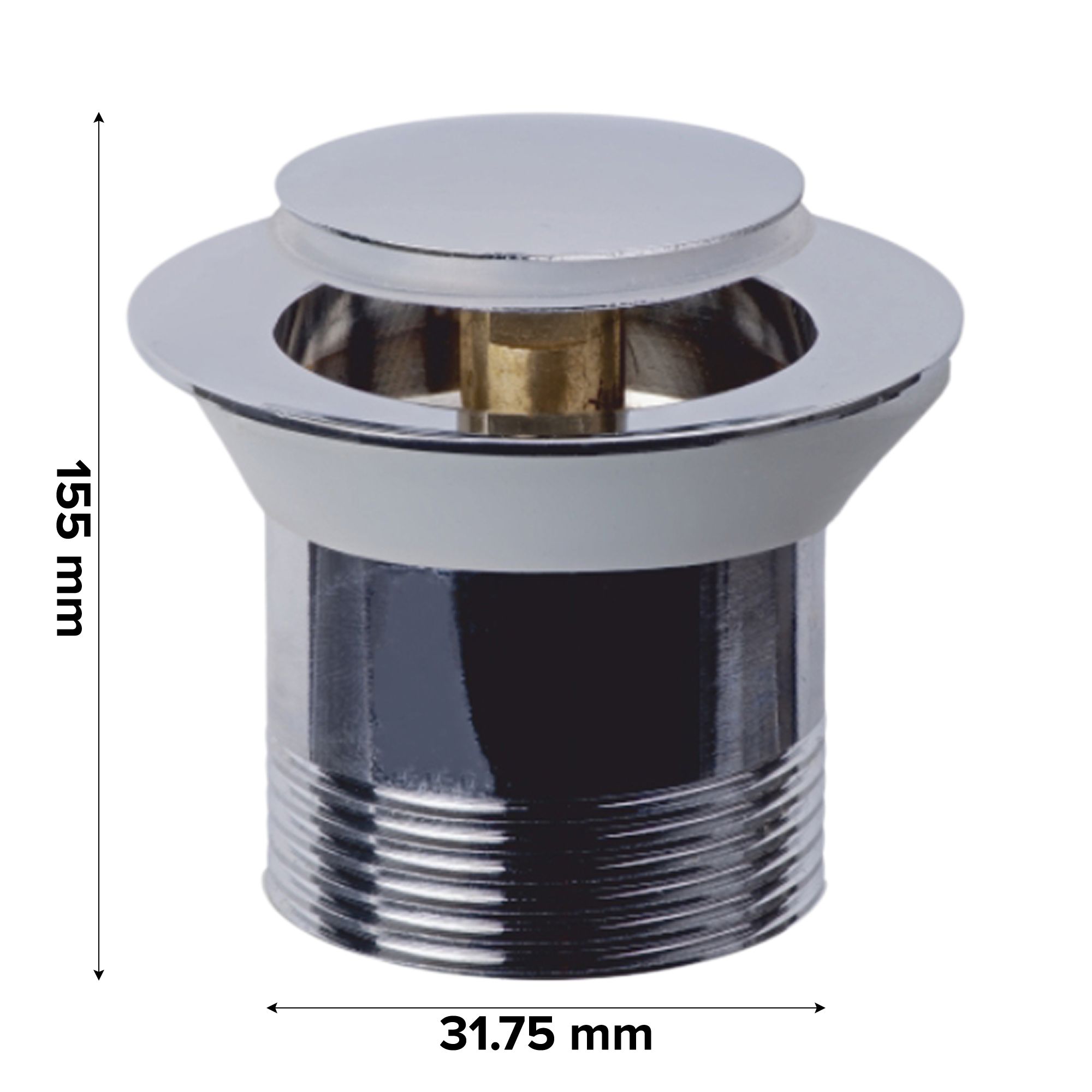 Easi Plumb Plumbing Parts & Accessories Chrome effect Brass Click clack Slotted Waste & plug (Dia)31.75mm