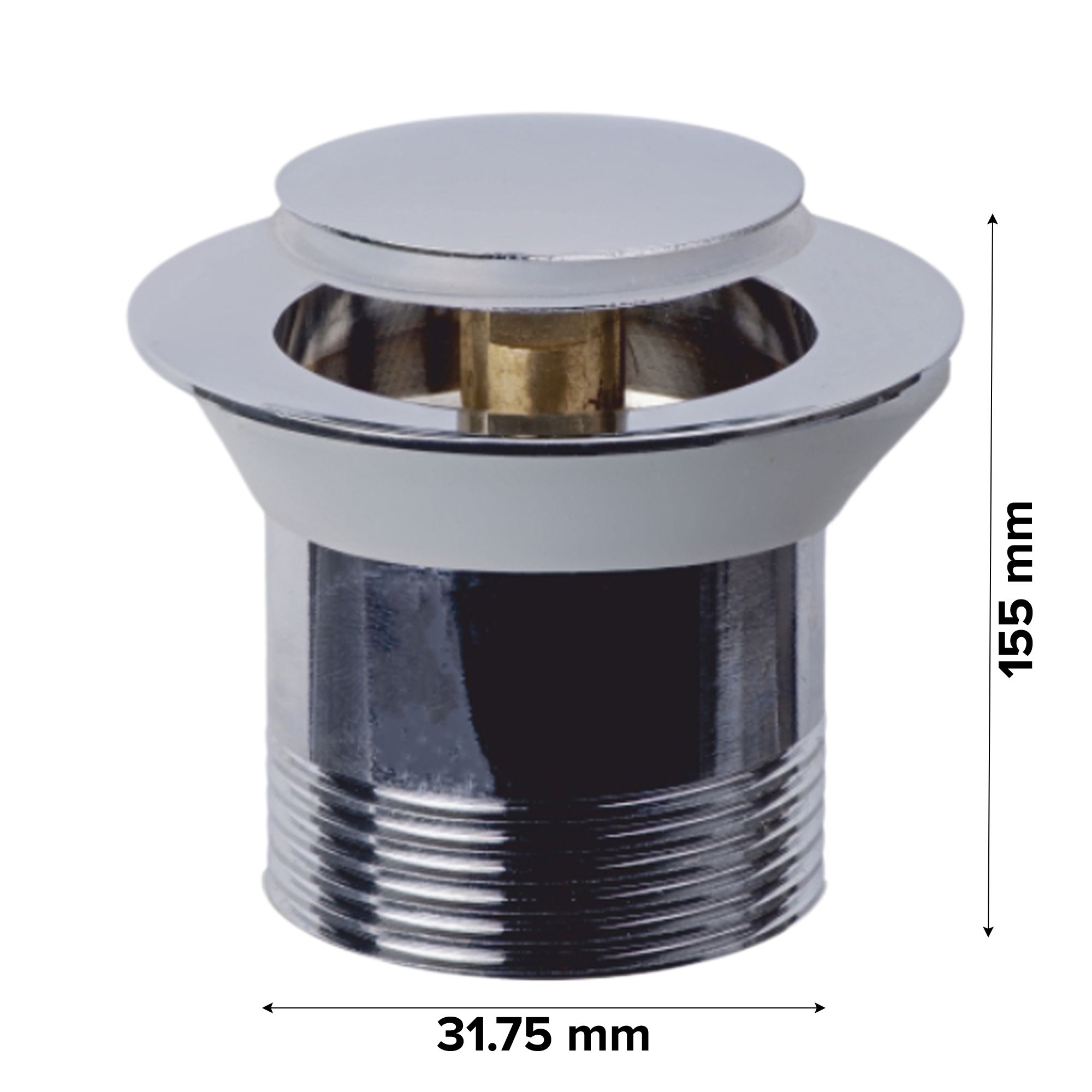 Easi Plumb Plumbing Parts & Accessories Chrome effect Brass Click clack Unslotted Waste & plug (Dia)31.75mm