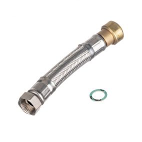 Easi Plumb Push-fit Chrome Brass, rubber & stainless steel Flexible Hose EPFC25121, (L)1m (Thread)½" (Dia)½"